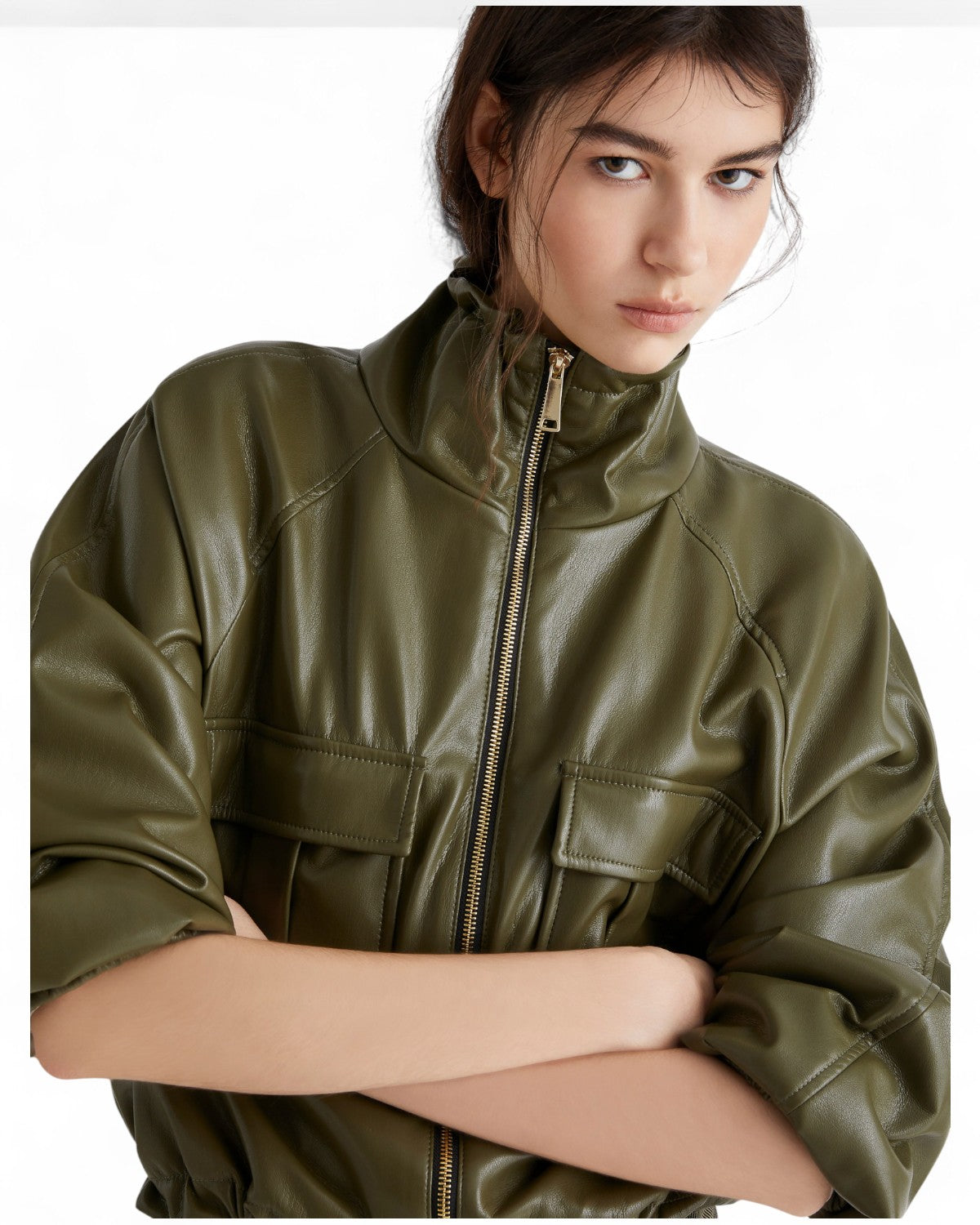 Blouson in jersey spalmato con zip e coulisse-Marella-Giacche-Vittorio Citro Boutique