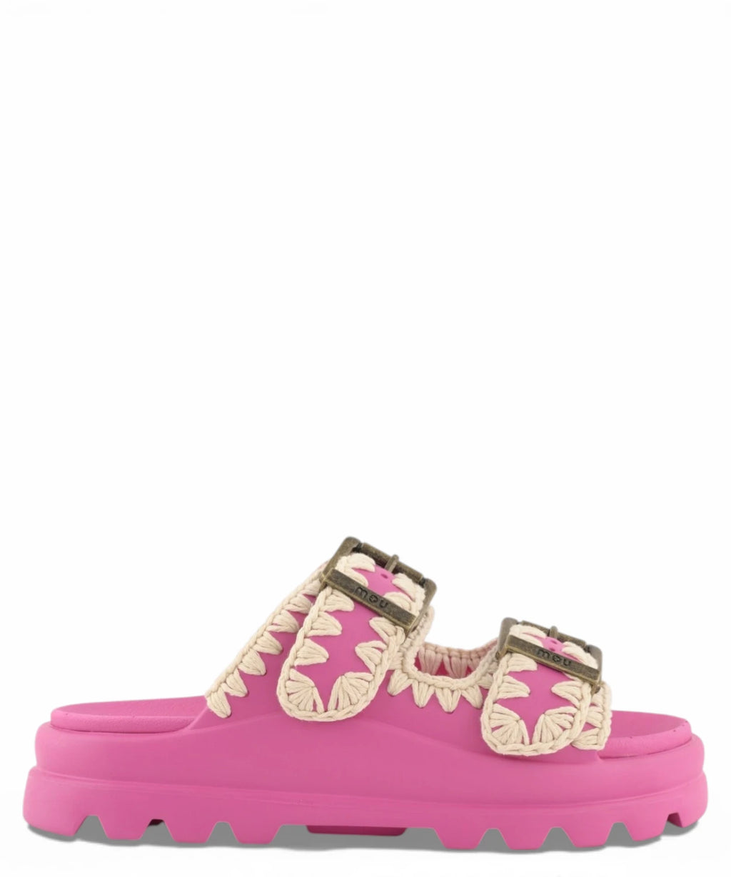 Mou Eva Eénstuk Slipper Twee Gespen Zomersandalen Dames
