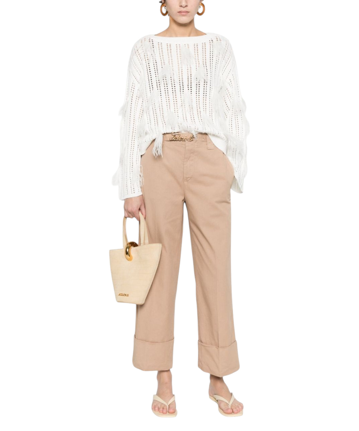 Pantaloni Twinset Ramie con Cintura Logo