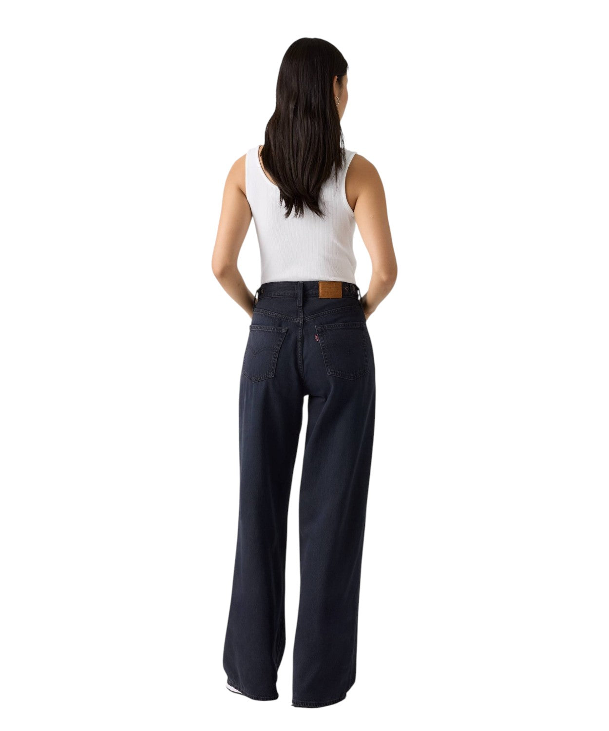 Jeans Donna Gamba Ampia in Cotone e Lyocell Cinch