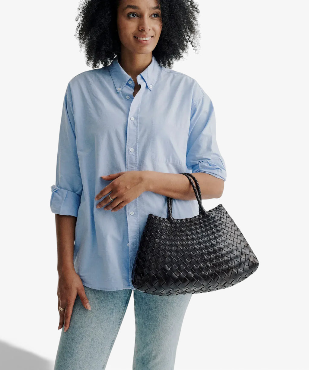 Santa Croce Small gevlochten leren tas