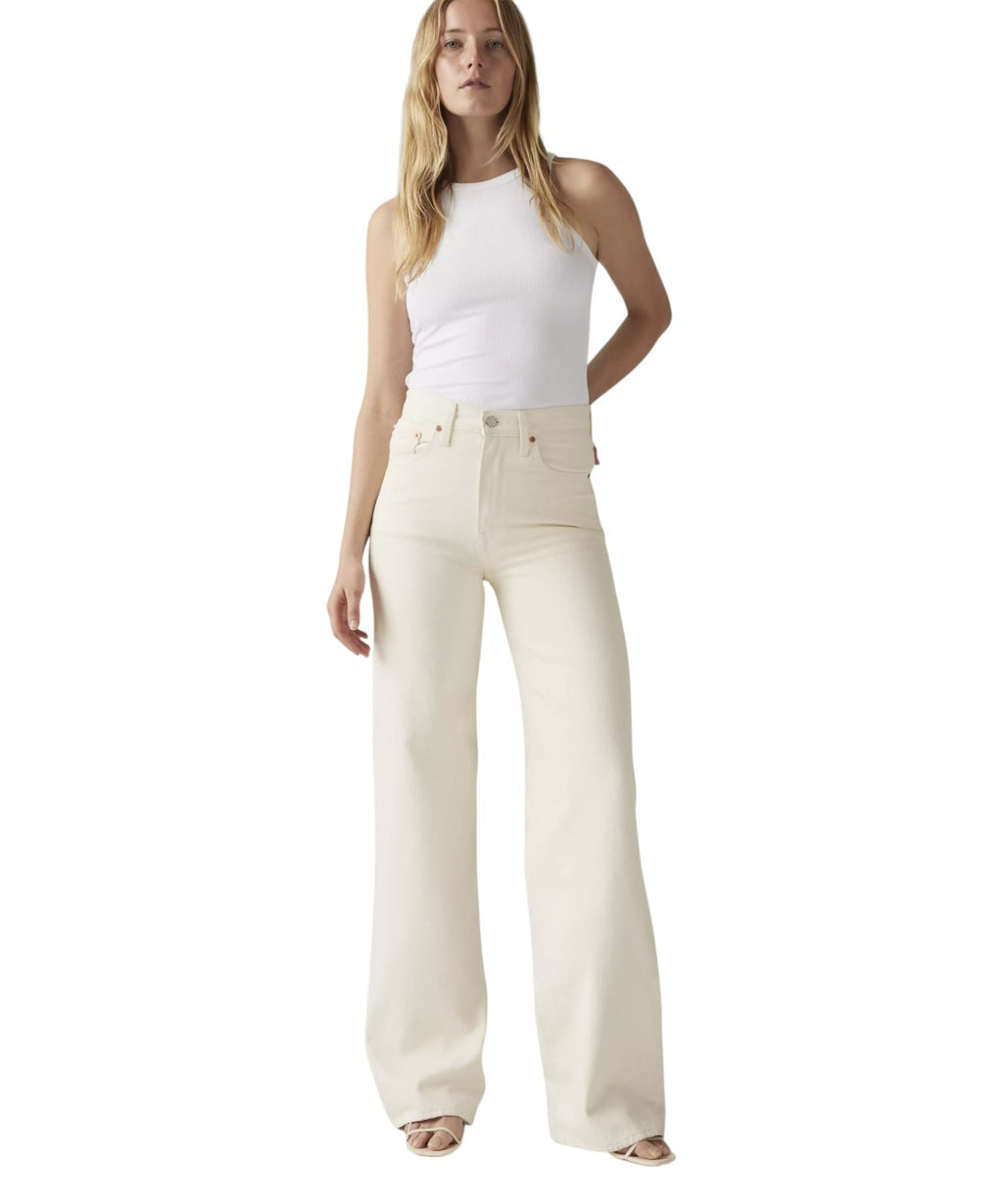 Jeans Wide Leg a Vita Altissima per Donna