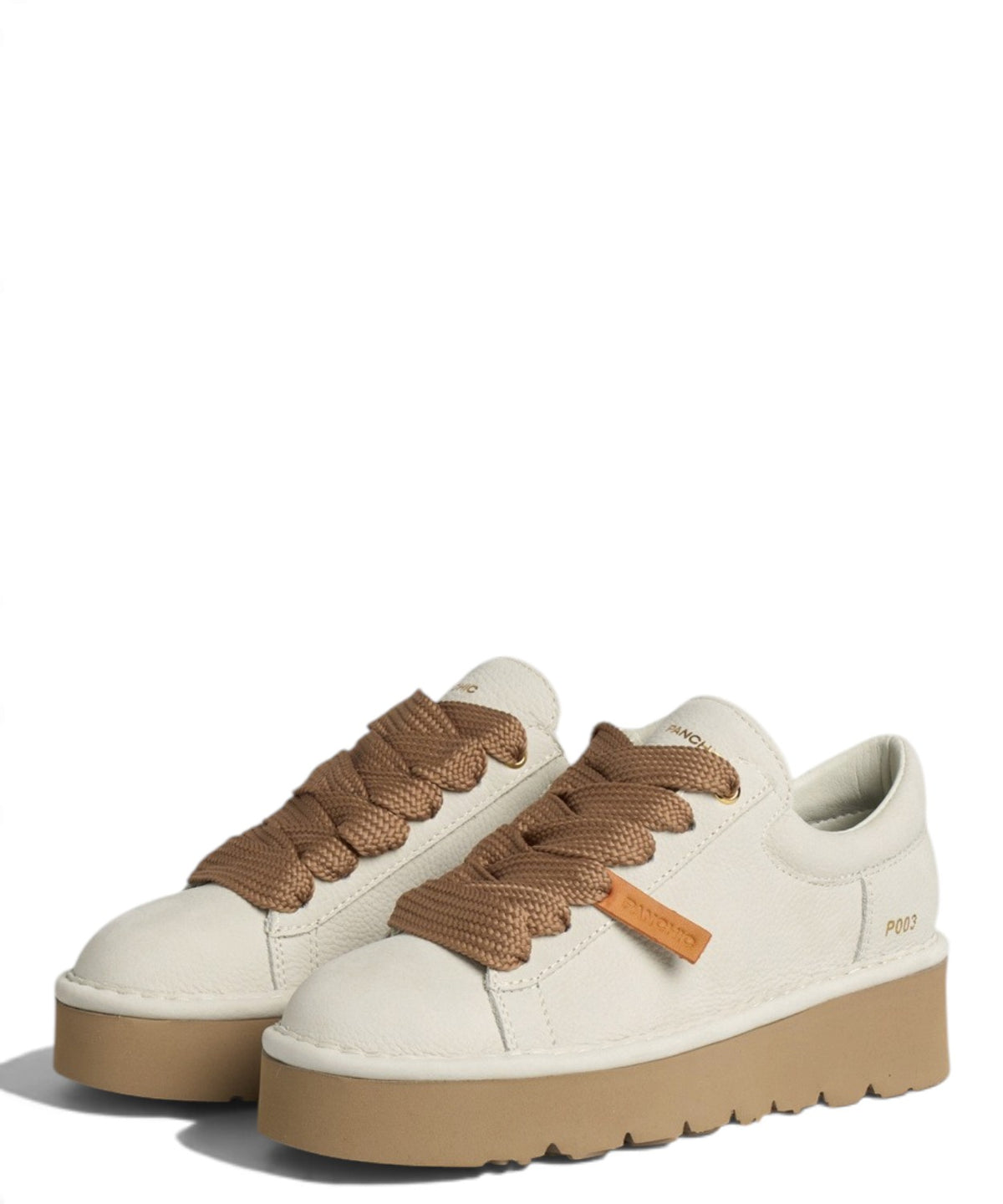 Schoenen met veters voor dames Panchic P003 Muse van ivoorkleurig nubuck