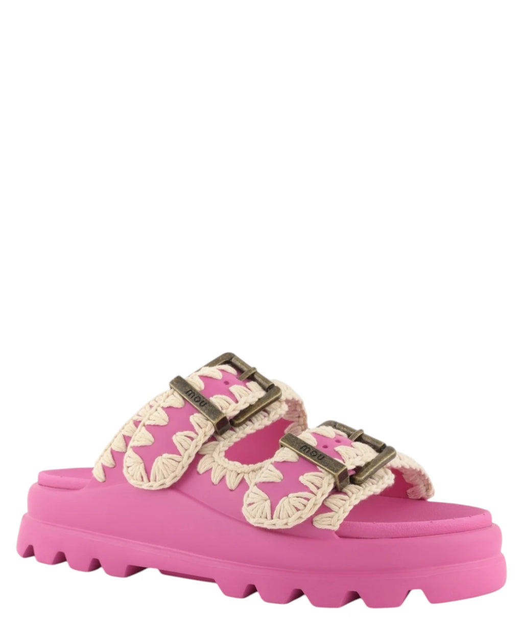 Mou Eva Eénstuk Slipper Twee Gespen Zomersandalen Dames