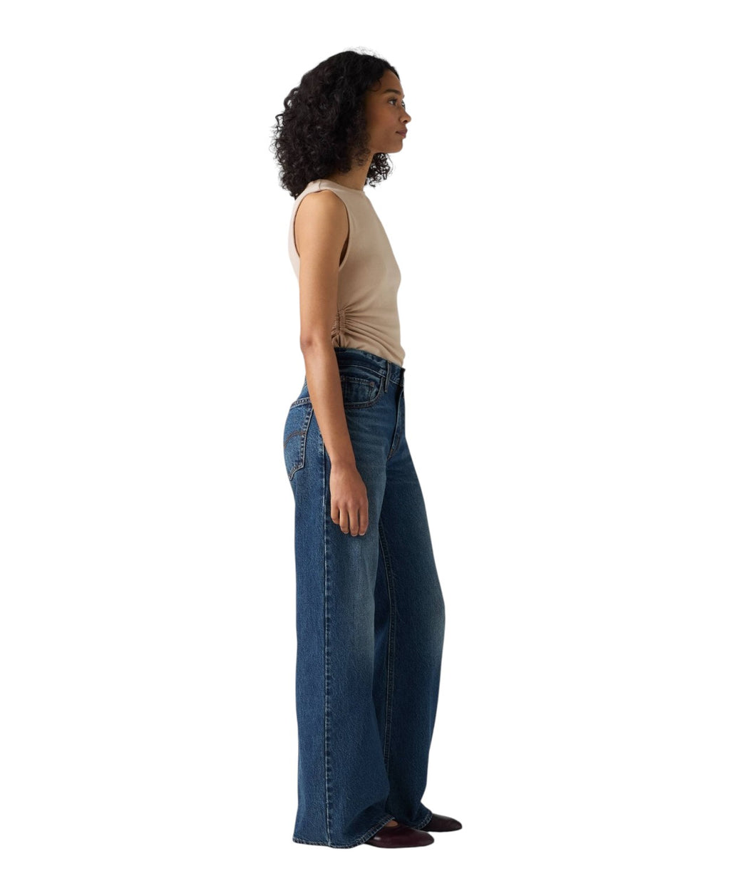 Jeans Bootcut Donna a Vita Media in Denim Non Elasticizzato