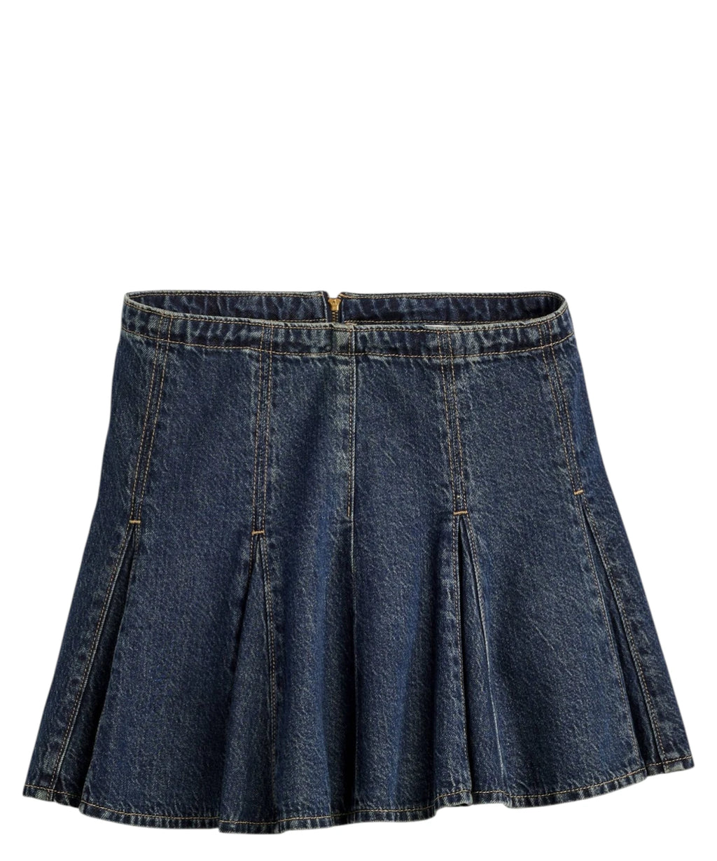 Gonna Mini Levi’s Godet in Denim Leggera con Vita Media