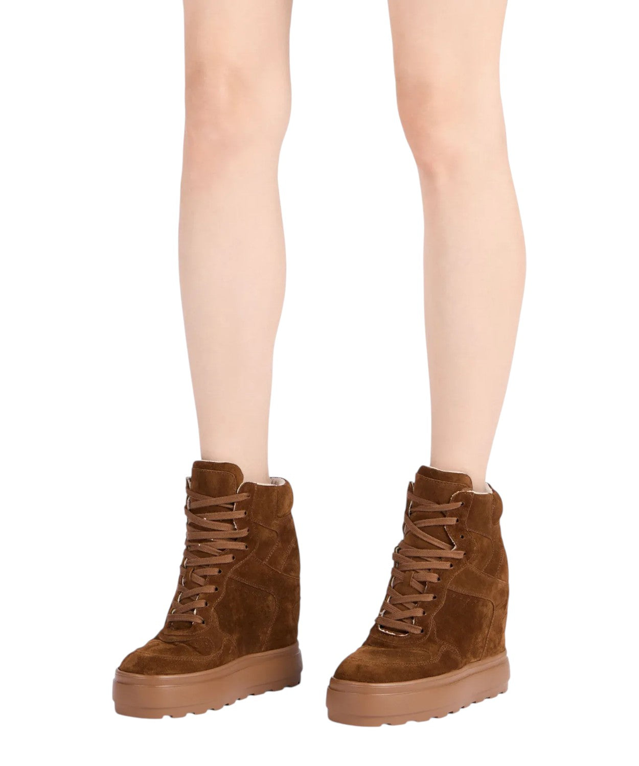 Sneakers Lace-Up Wedge Renna Casadei in Camoscio