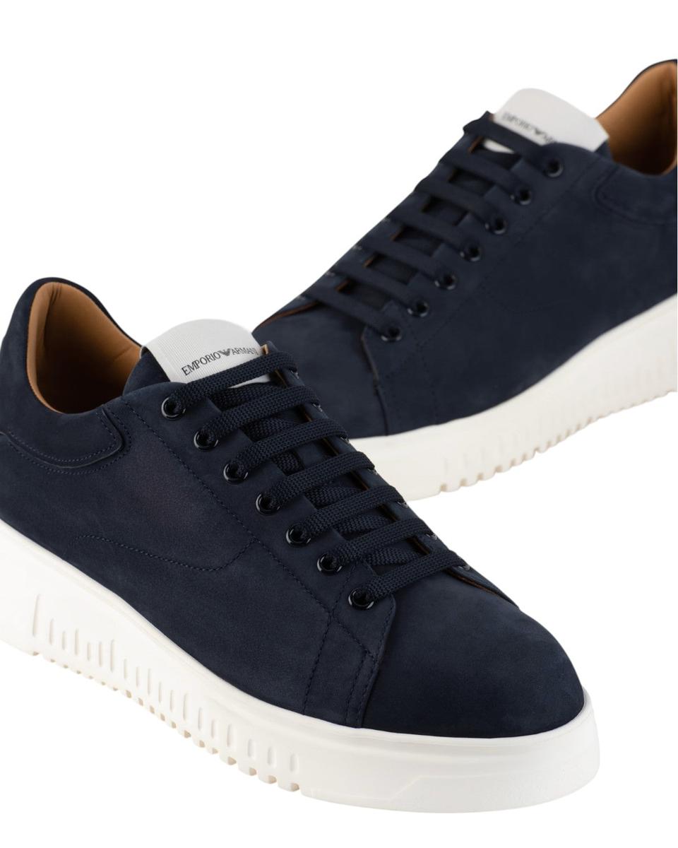 Sneakers Uomo in Nabuk con Suola Zigrinata-Emporio Armani-Sneakers-Vittorio Citro Boutique