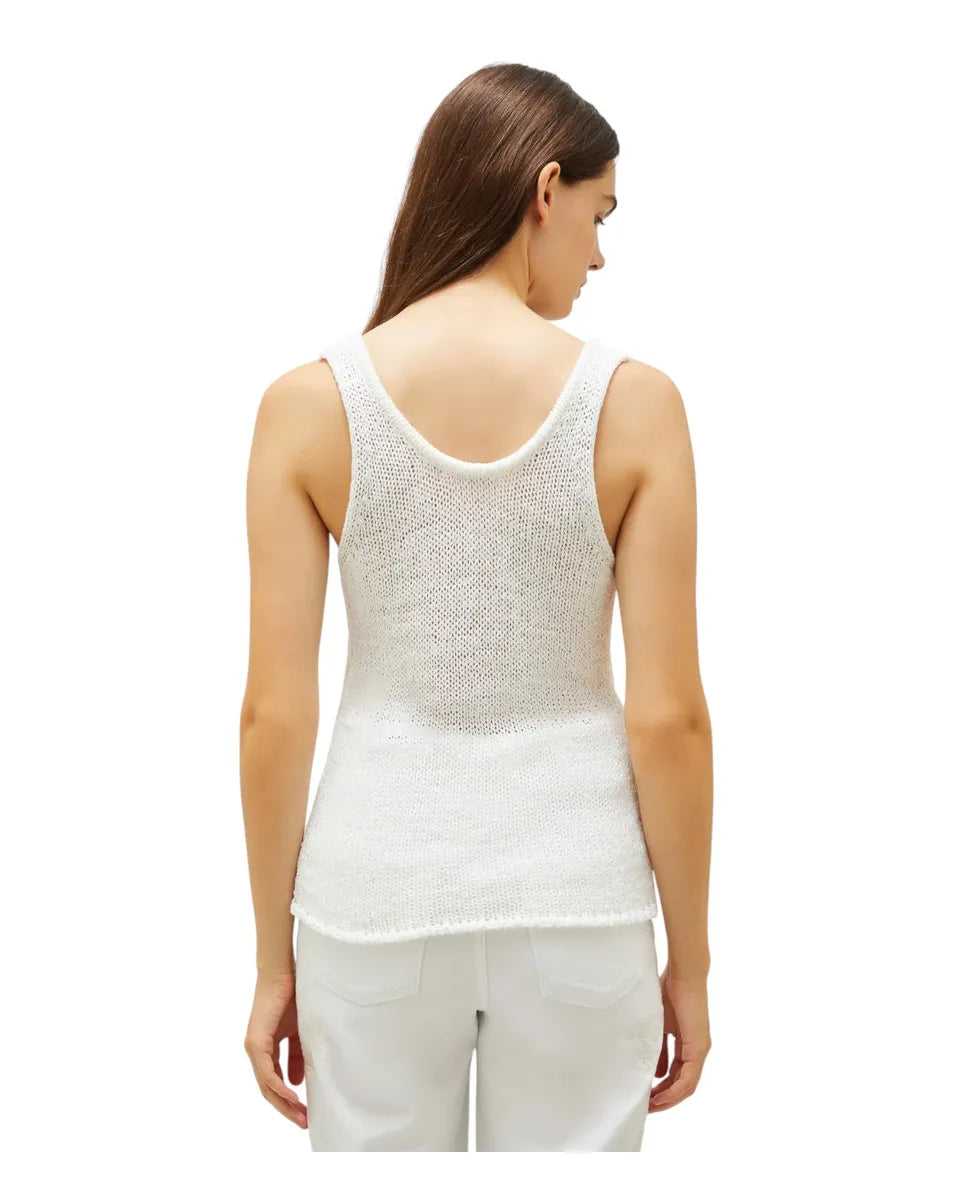 Top in Filato 3D Bianco Ottico in Nastro di Cotone-Marella-Top-Vittorio Citro Boutique
