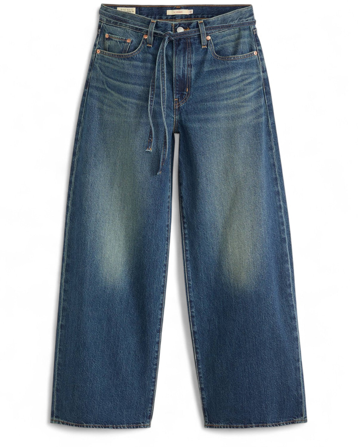 Jeans XL Levi's oversize straight in denim blu con vita regolabile e gamba larga, stile casual per donna inverno FW26.