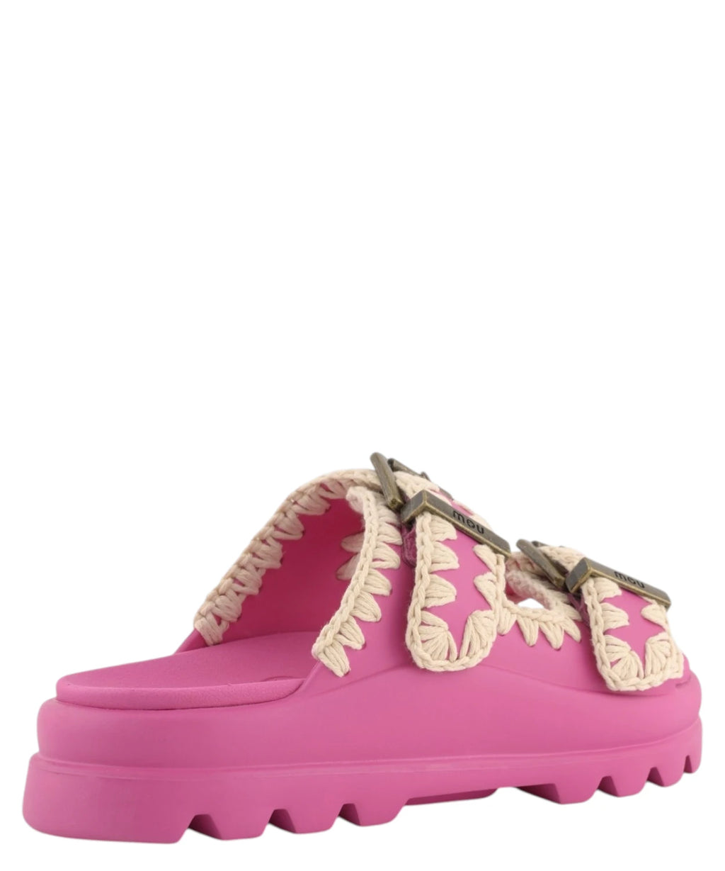Mou Eva Eénstuk Slipper Twee Gespen Zomersandalen Dames