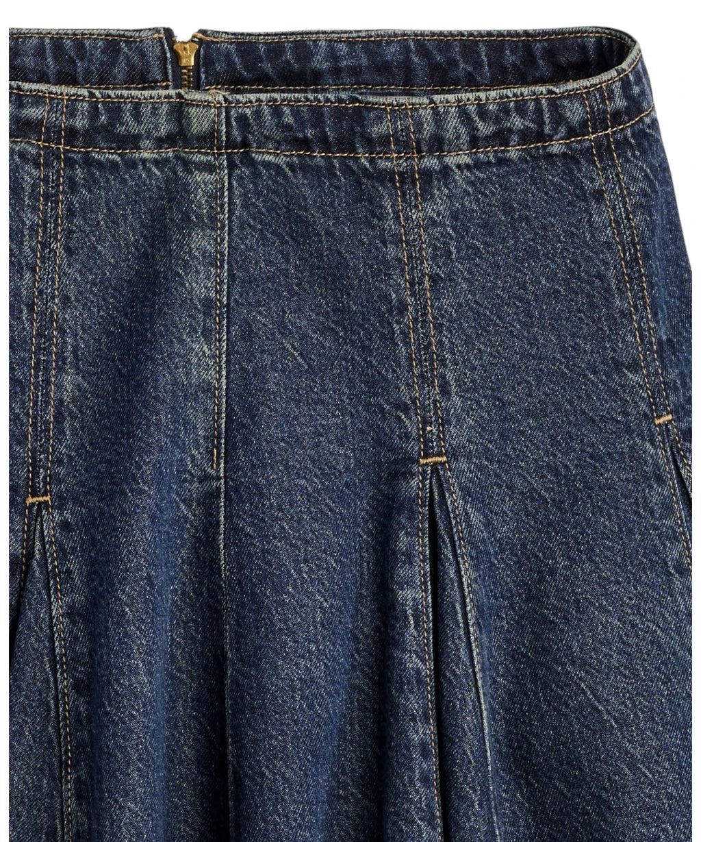 Gonna Mini Levi’s Godet in Denim Leggera con Vita Media