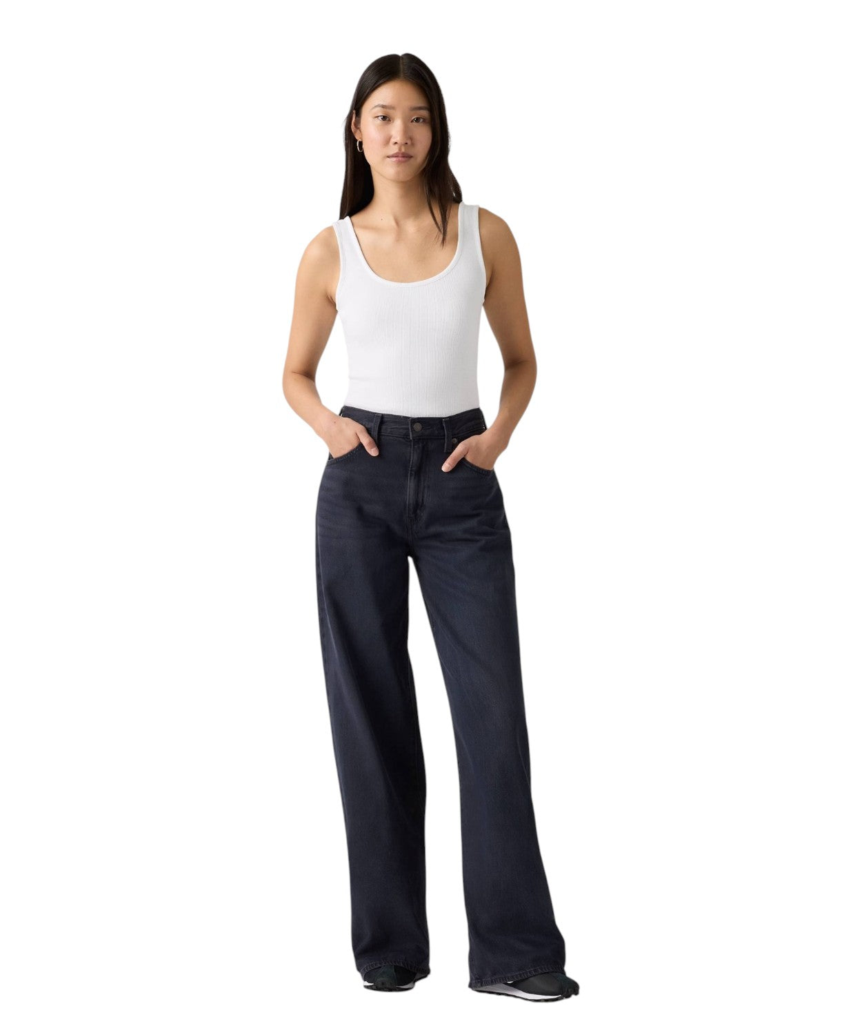 Jeans Donna Gamba Ampia in Cotone e Lyocell Cinch