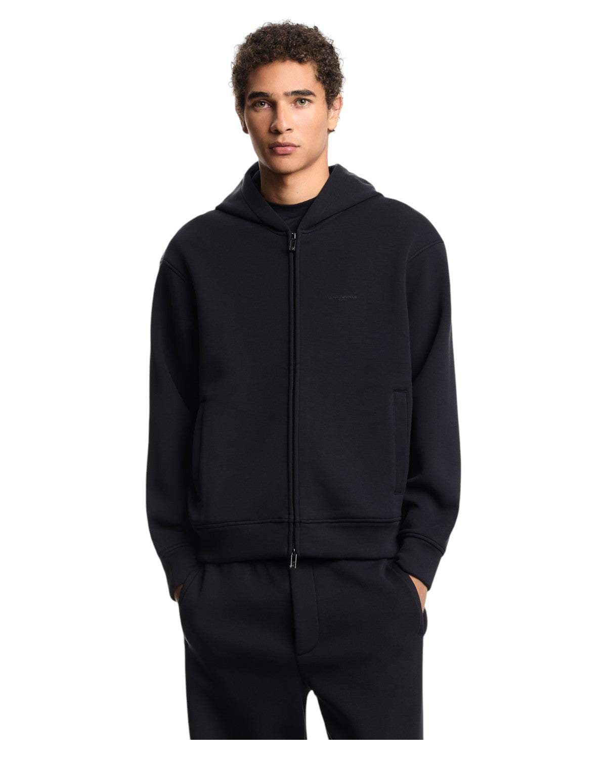 Felpa ASV con Zip e Cappuccio in Jersey-Emporio Armani-Felpe-Vittorio Citro Boutique