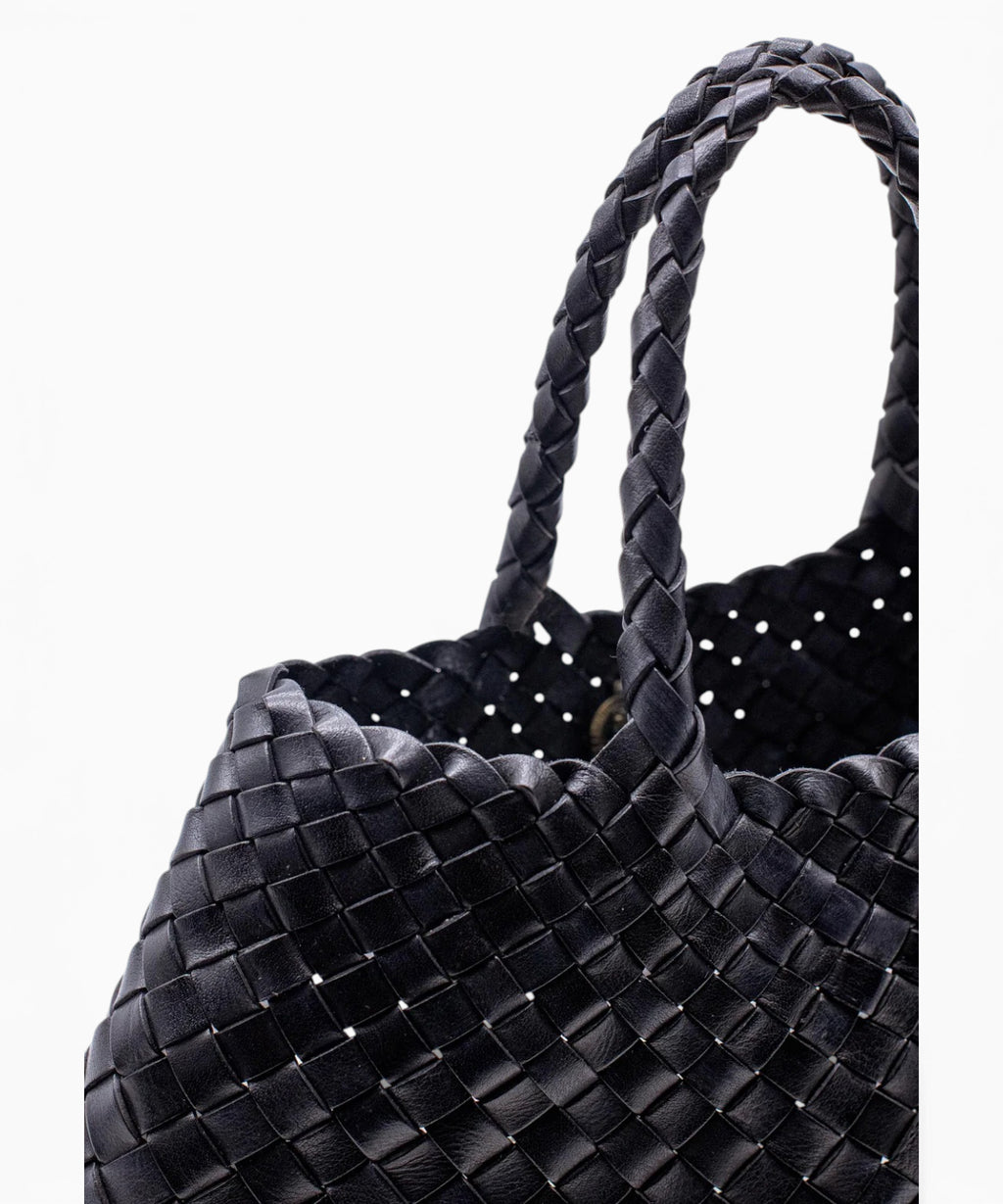 Santa Croce Small gevlochten leren tas