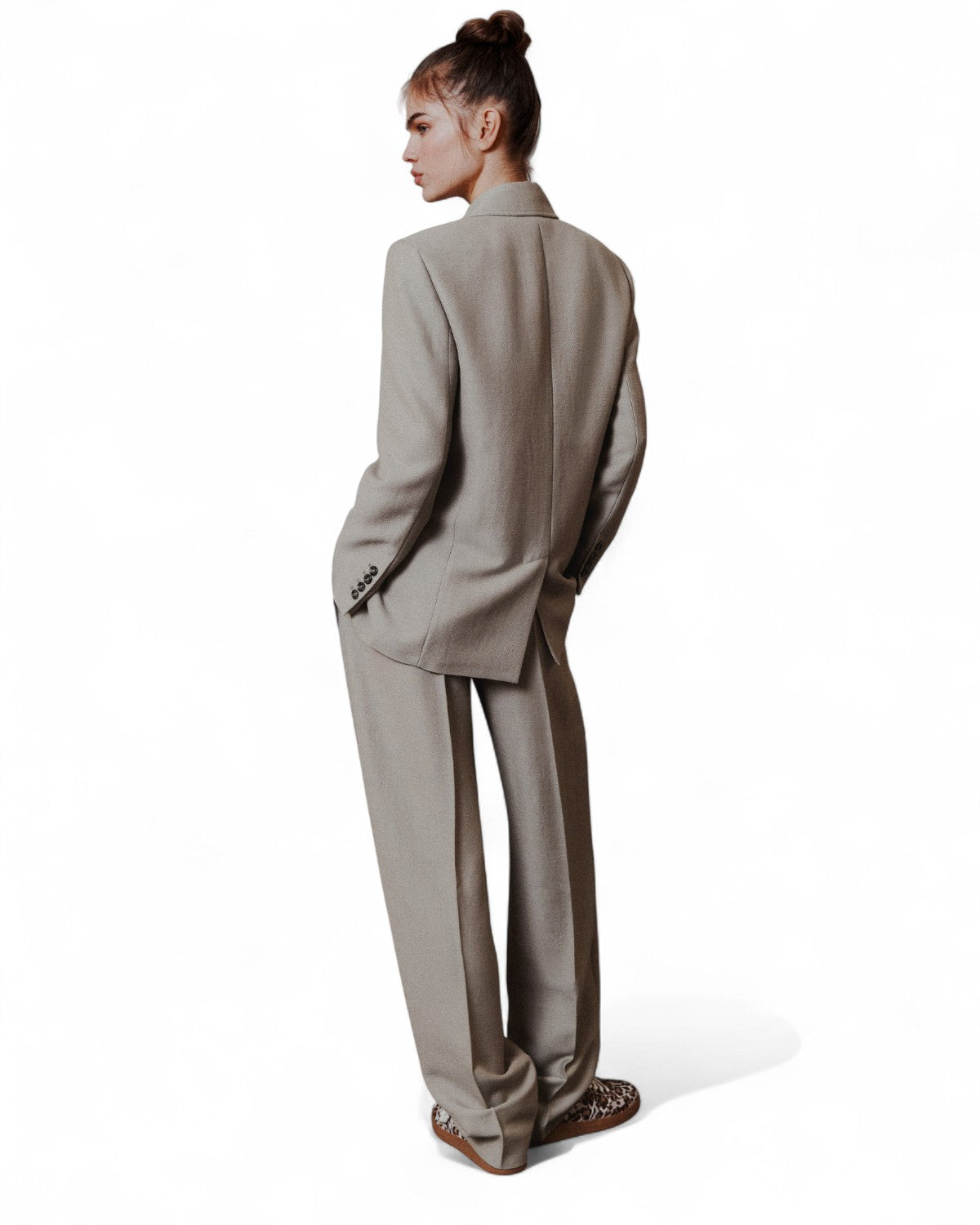 Pantalone a gamba larga in sablé con pince-Marella-Pantaloni-Vittorio Citro Boutique