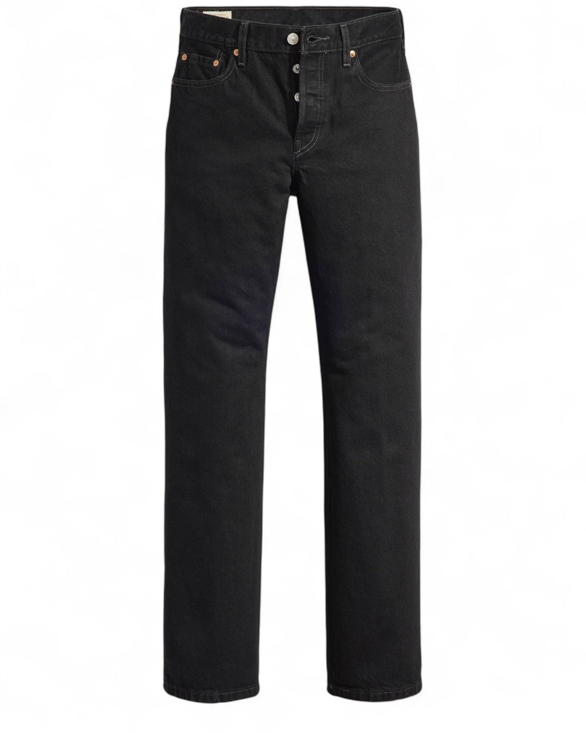 Jeans Levi's 501 anni '90 stile vintage in denim nero, taglio dritto e chiusura con bottoni, ideali per look casual invernali da donna.