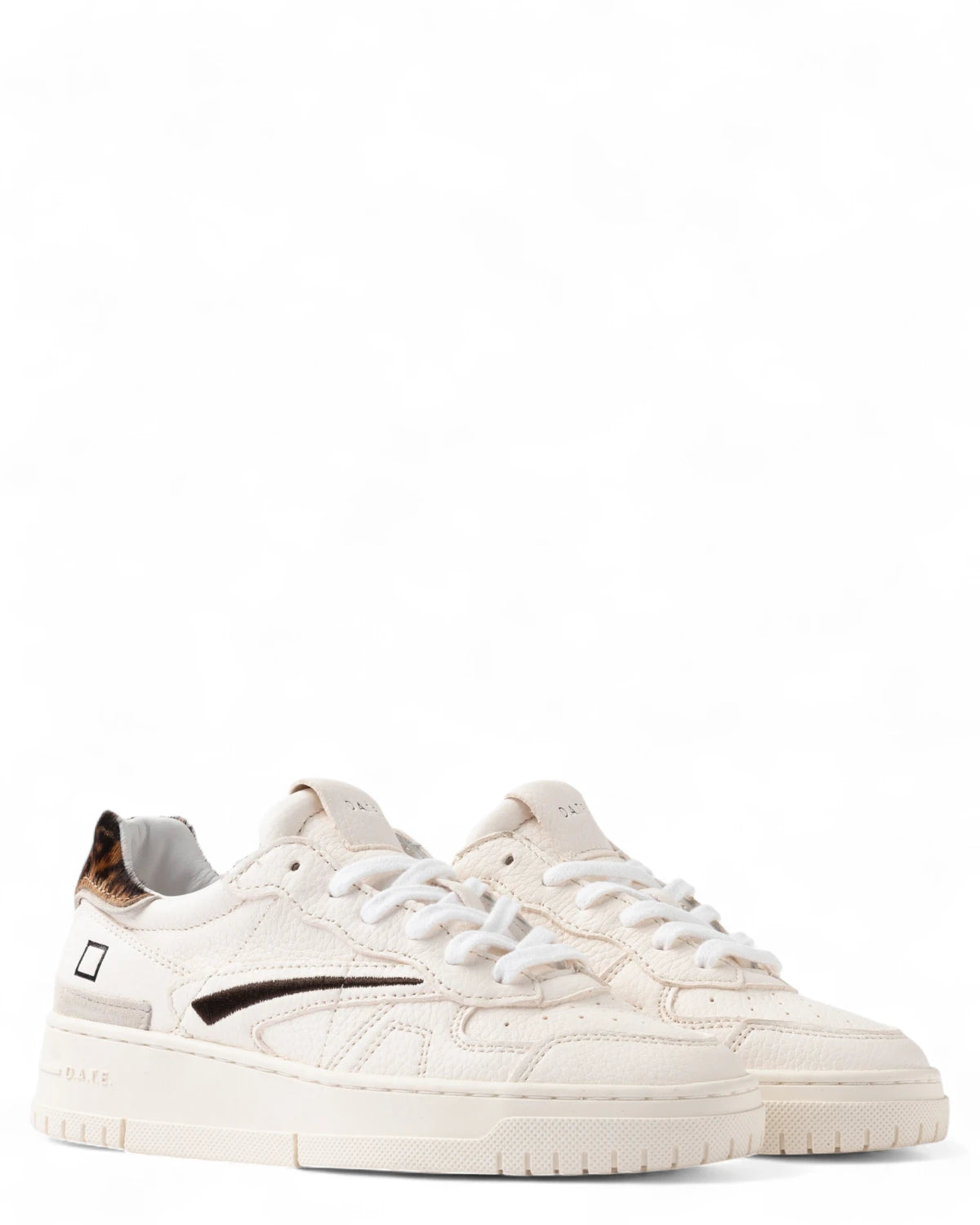 Sneakers Torneo Pure Pop White-Leopard in Pelle con Dettaglio Animalier-D.A.T.E.-Sneakers-Vittorio Citro Boutique