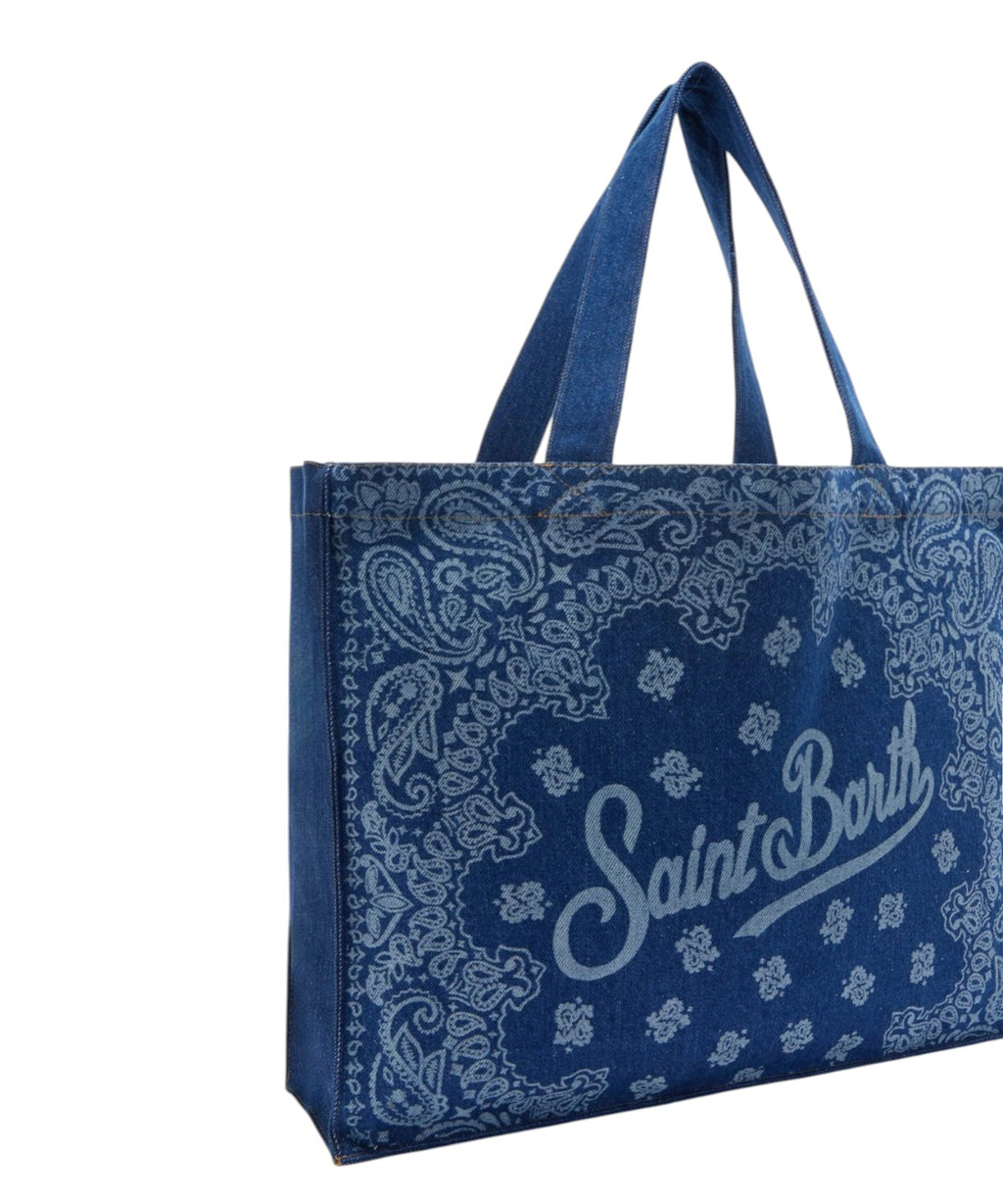 Borsa mare Denim con Stampa Bandana e Logo