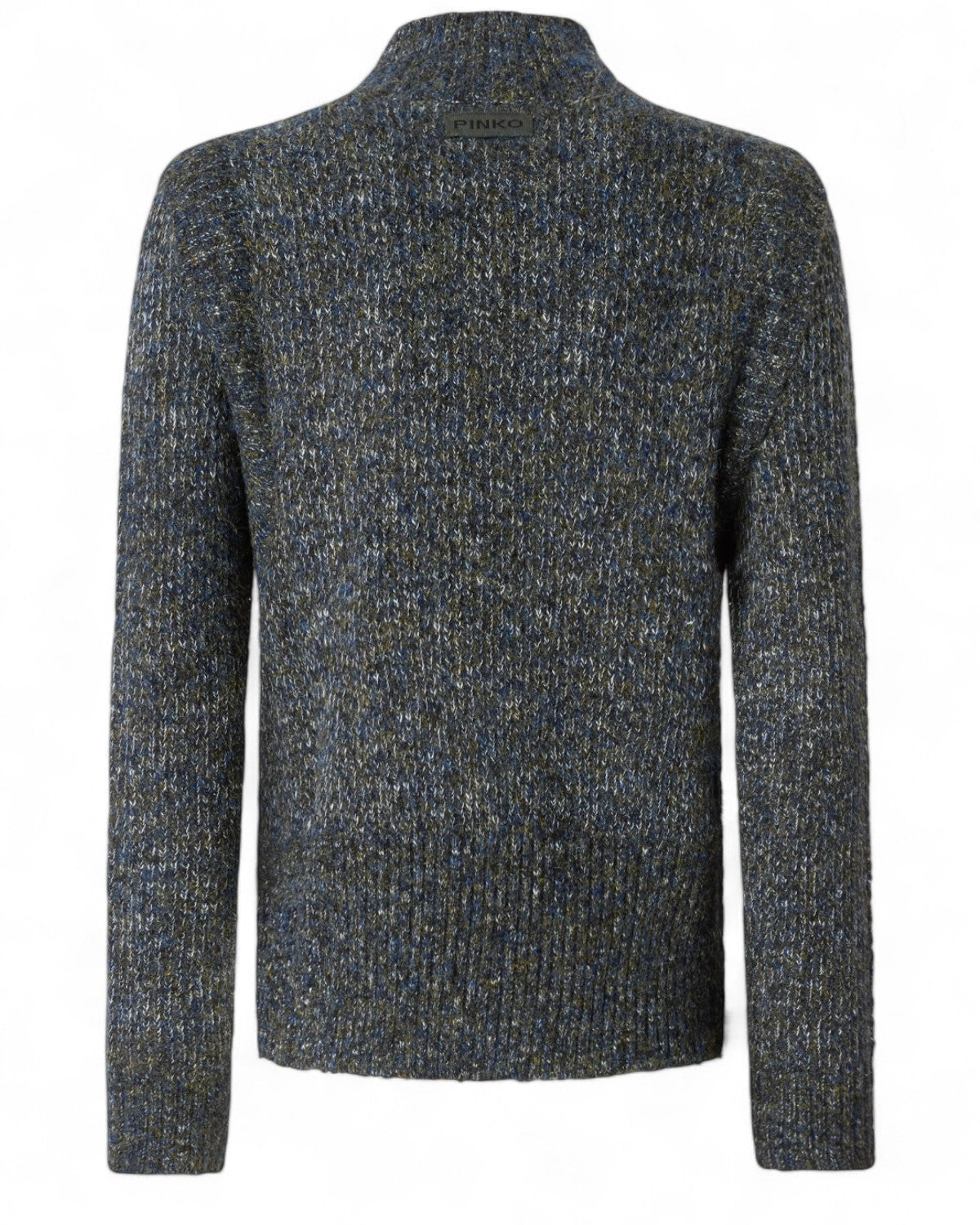 Retro della Maglia Dolcevita con Cristalli e Perle - PINKO in filato mouliné blu. Design semplice e raffinato per outfit femminili invernali.