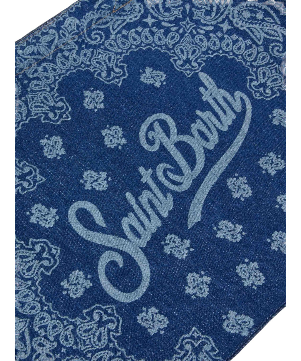 Borsa mare Denim con Stampa Bandana e Logo