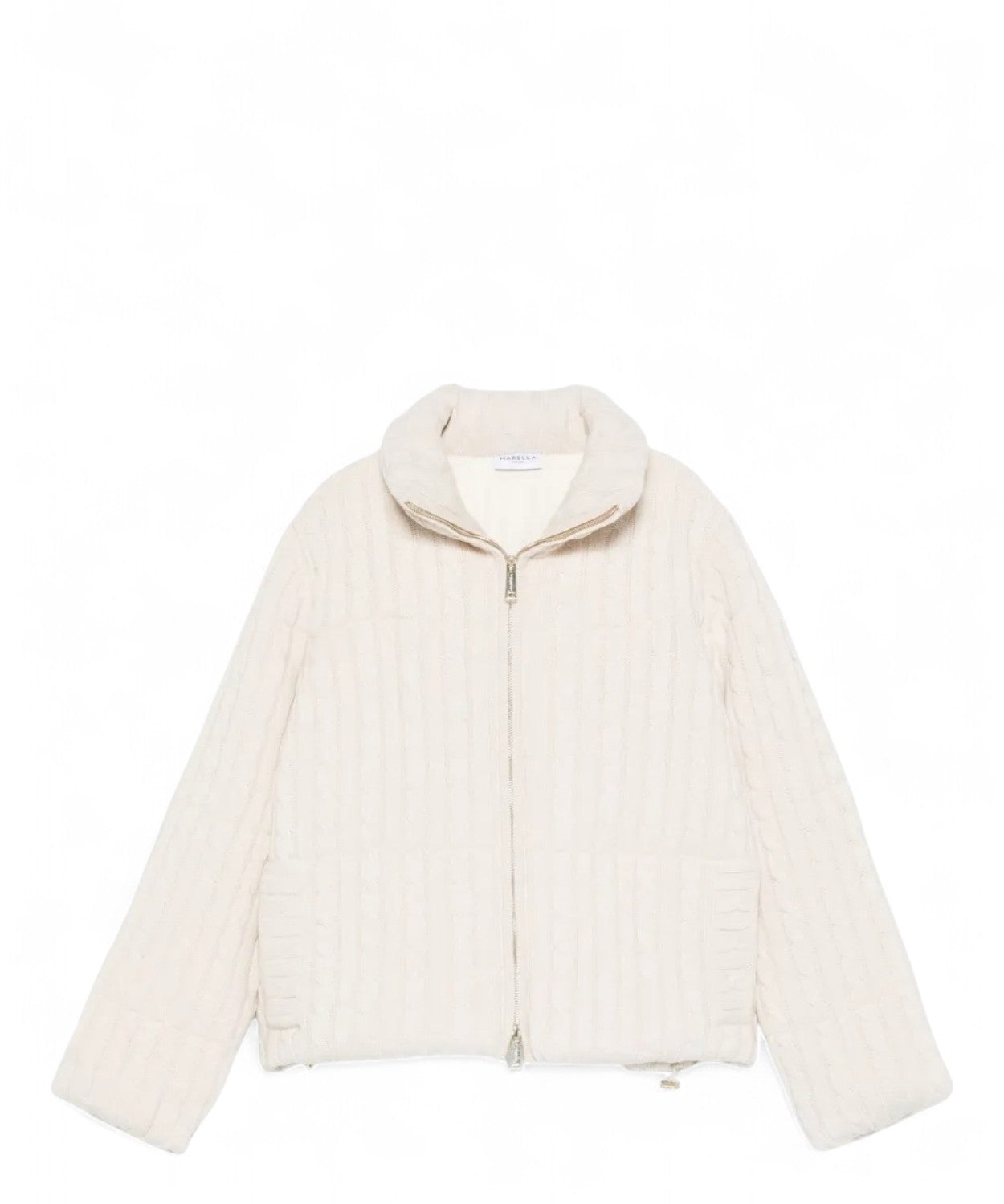 Giacca in maglia a trecce con zip e collo alto-Mc2 Saint Barth-Giacche-Vittorio Citro Boutique