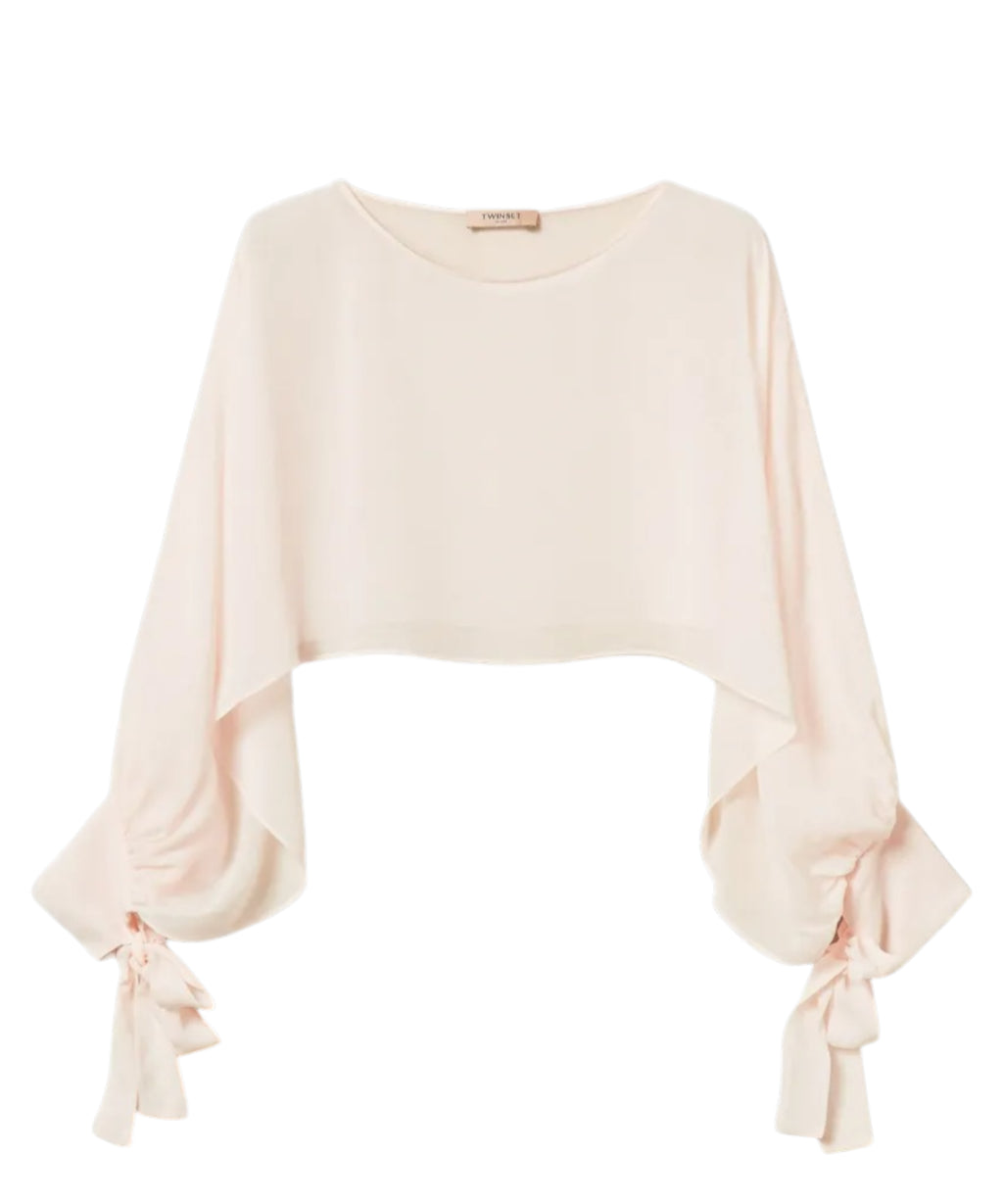 Twinset Viscose Crop Blouse with Bow