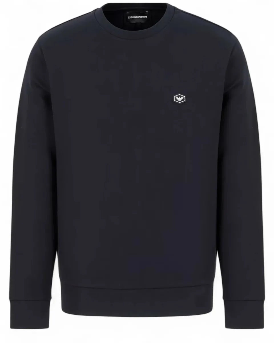 Felpa Girocollo con Micro Patch Logo-Felpe-Emporio Armani-Vittorio Citro Boutique