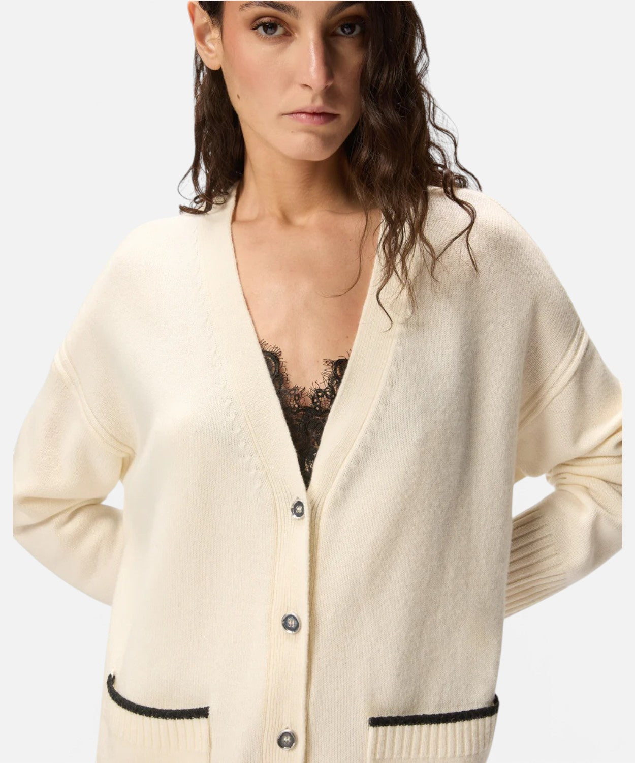 PINKO Cardigan Lungo Misto Cashmere con Scollo a V