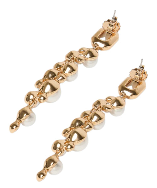 Orecchini Pendentivi Dorati con Cristalli e Perle Bijoux