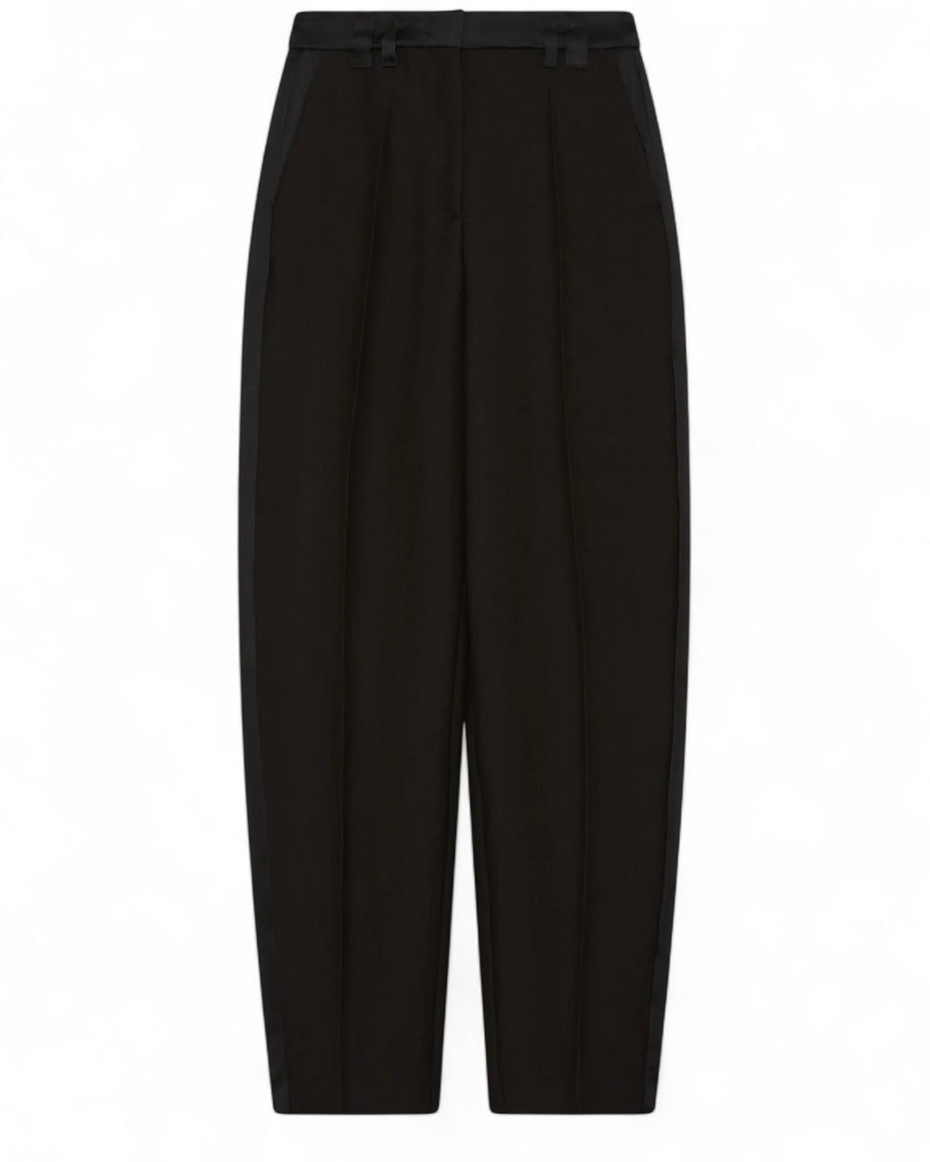 Pantalone barrel in sablé con fascia laterale in raso-Marella-Pantaloni-Vittorio Citro Boutique