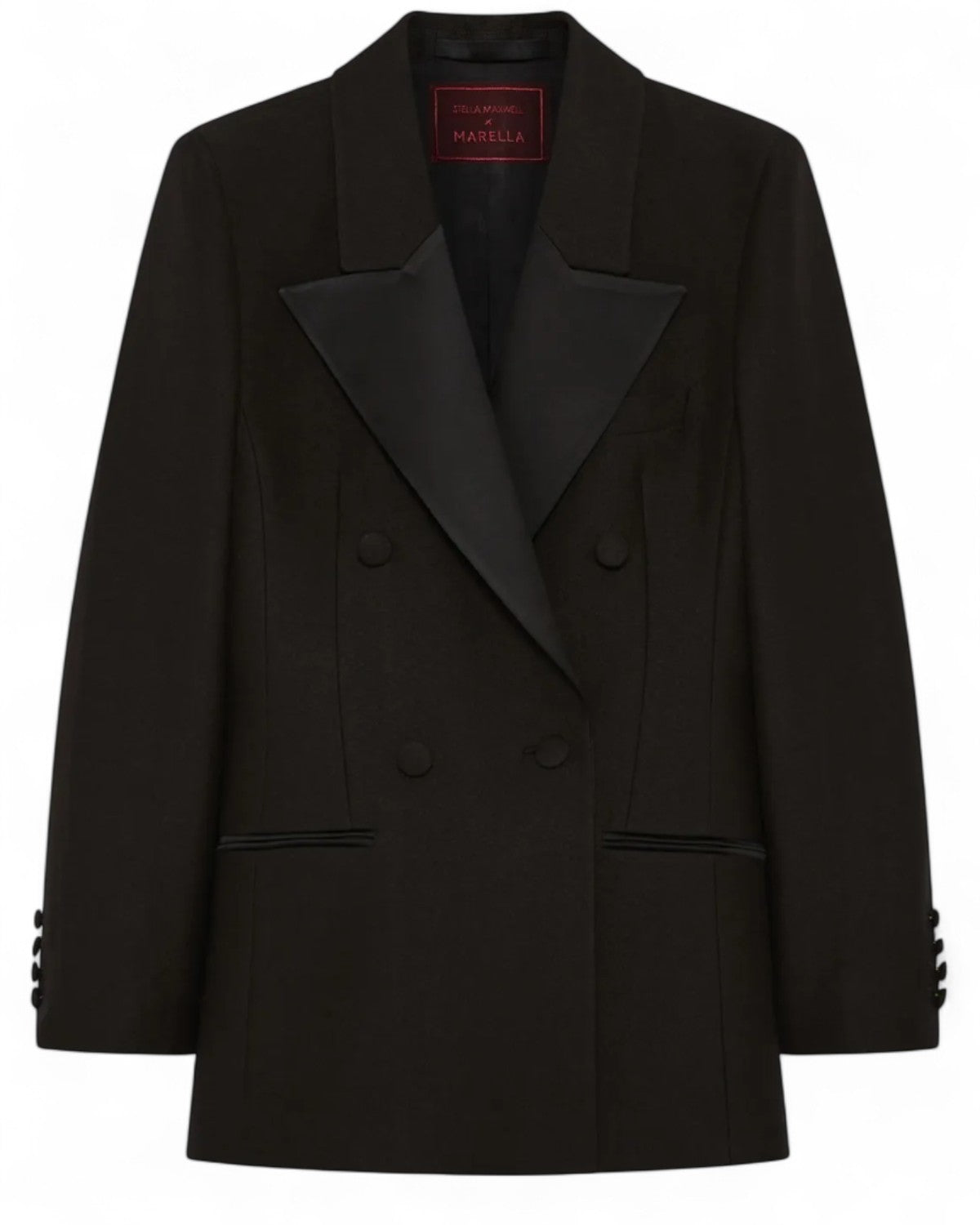 Blazer aderente in sablé con dettagli in raso-Marella-Giacche-Vittorio Citro Boutique