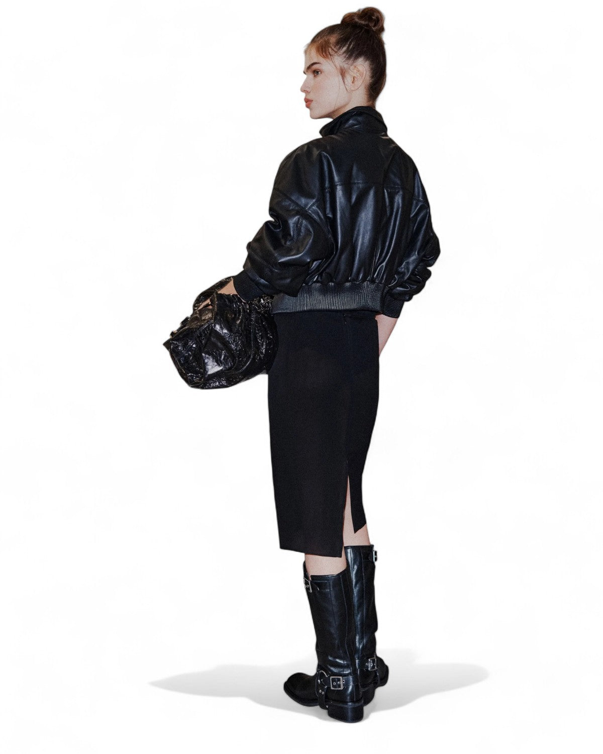 Bomber in pelle imbottita crop con maxi tasche-Marella-Giacche-Vittorio Citro Boutique