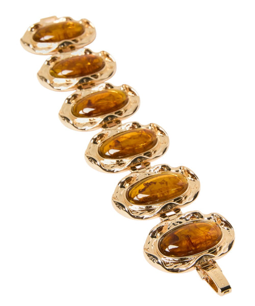 Bracciale Marella Dorato con Cabochon Effetto Occhio di Tigre