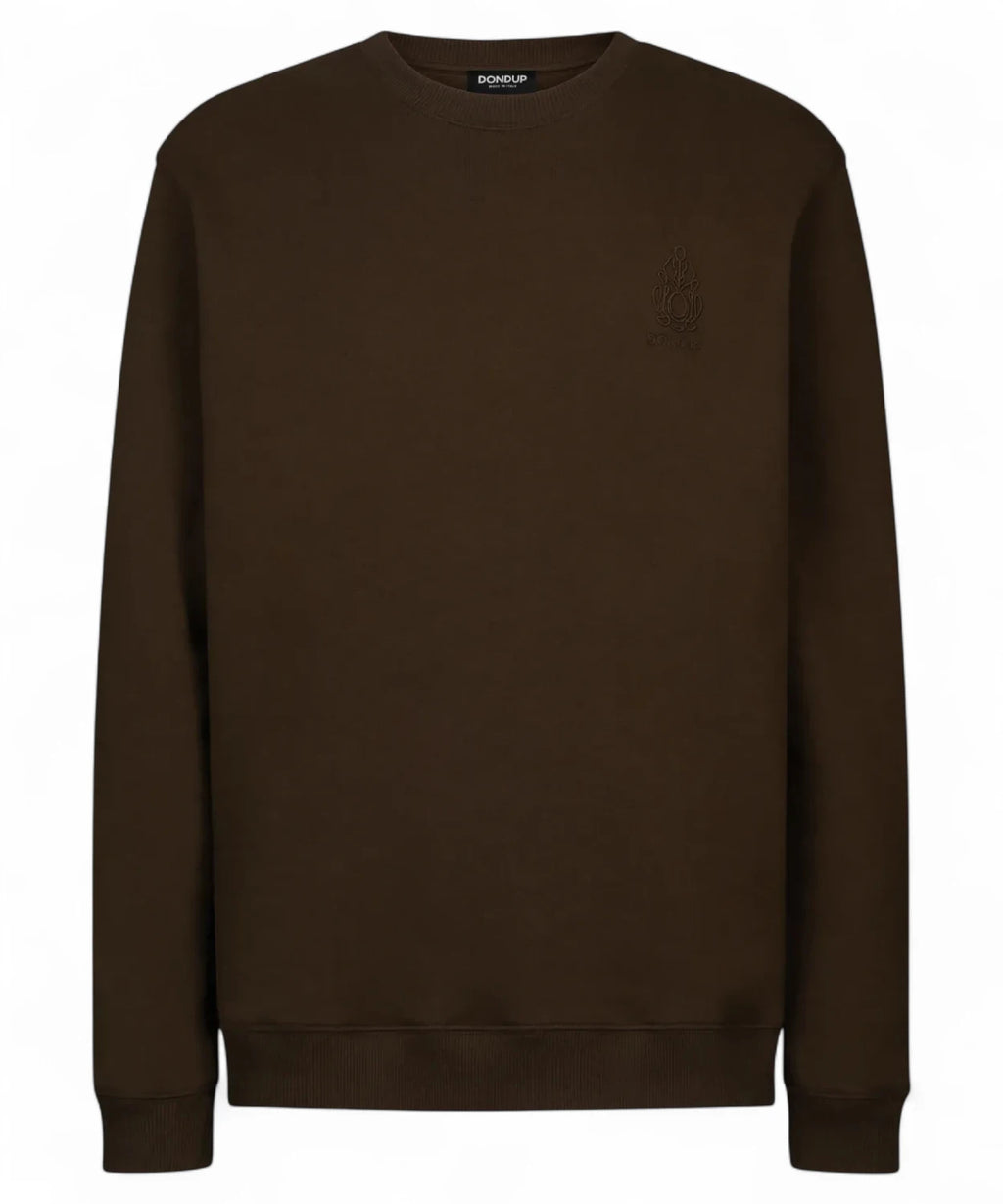 Felpa girocollo in cotone con logo tribale ricamato Dondup-Dondup-Felpe-Vittorio Citro Boutique