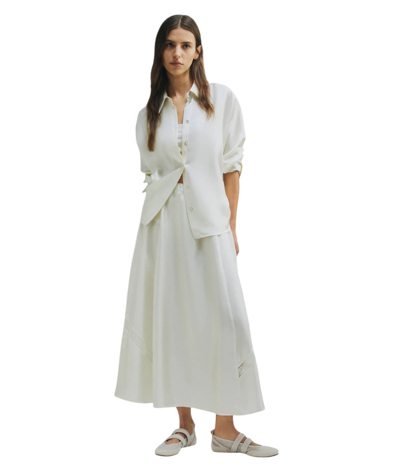 Gonna Marella OSPITE in Seta con Inserti Pizzo