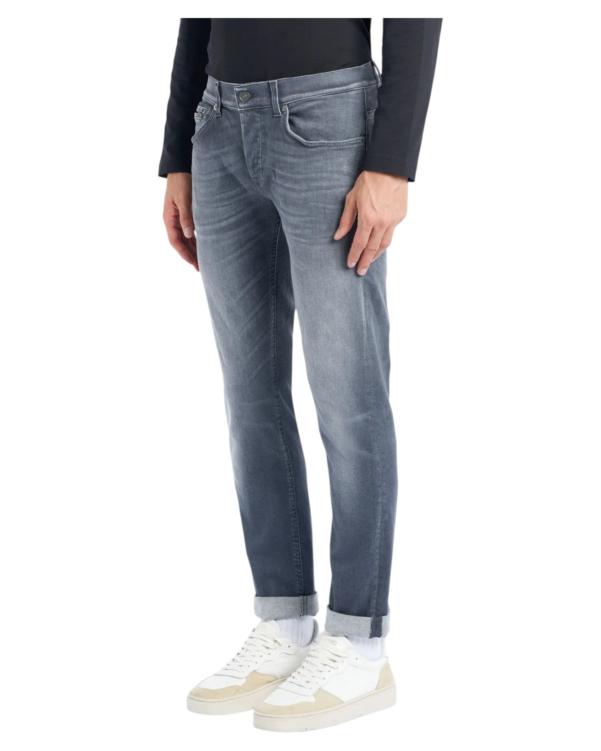 Jeans George Skinny Uomo in Denim Stretch Grigio Scuro-Dondup-Jeans-Vittorio Citro Boutique