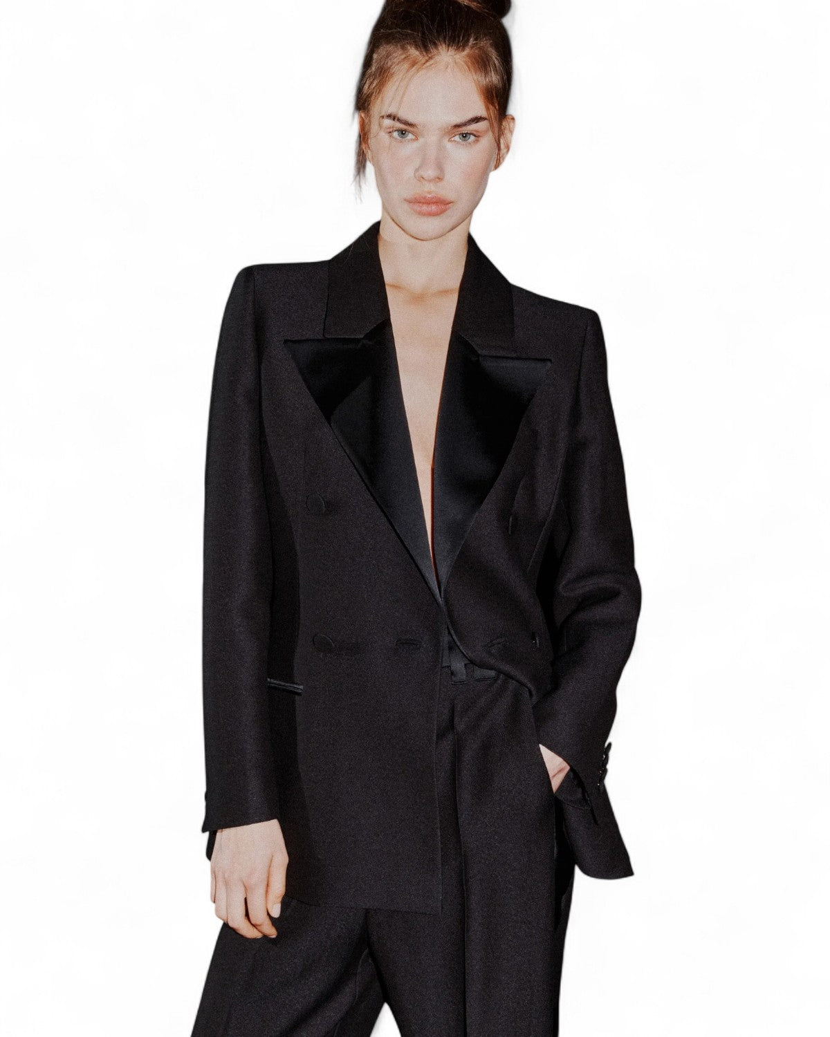 Blazer aderente in sablé con dettagli in raso-Marella-Giacche-Vittorio Citro Boutique