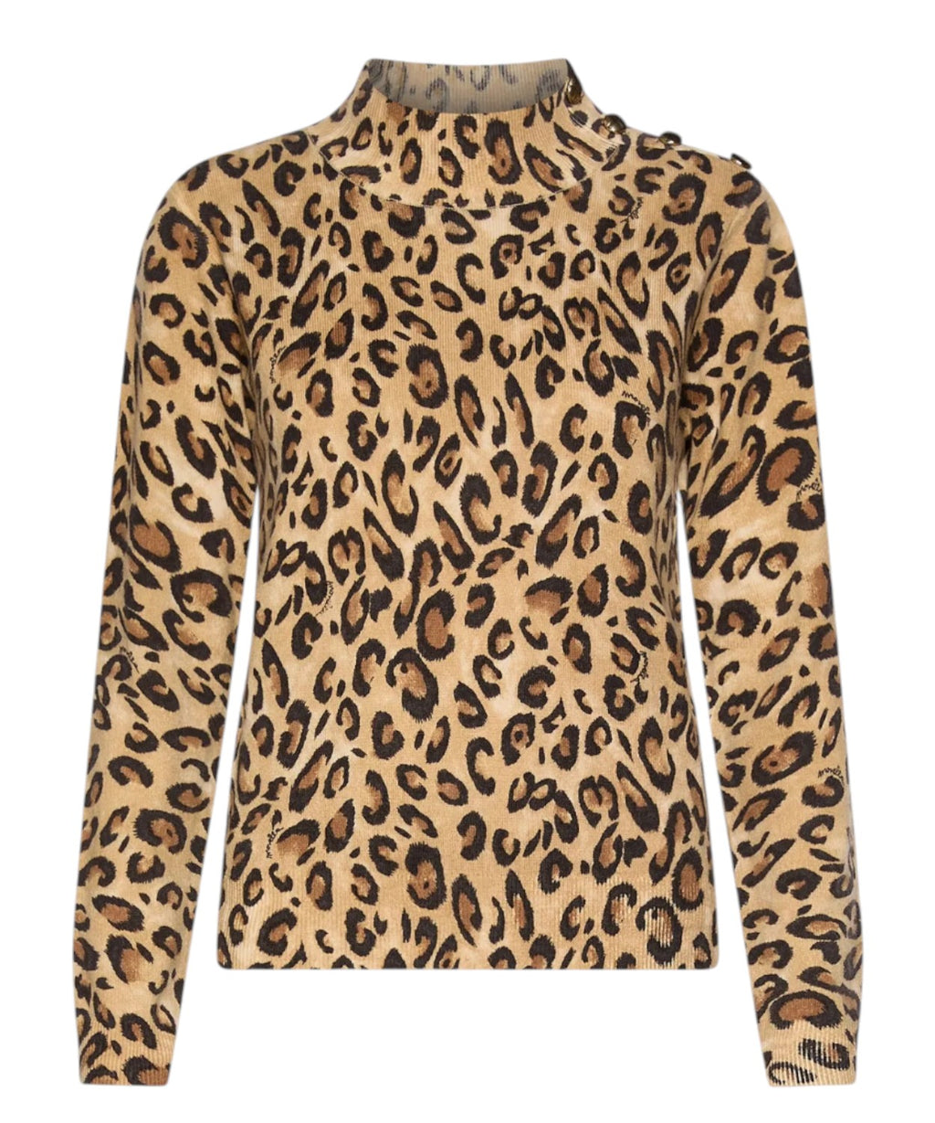 Maglia Donna a Lupetto in Pura Lana Animalier