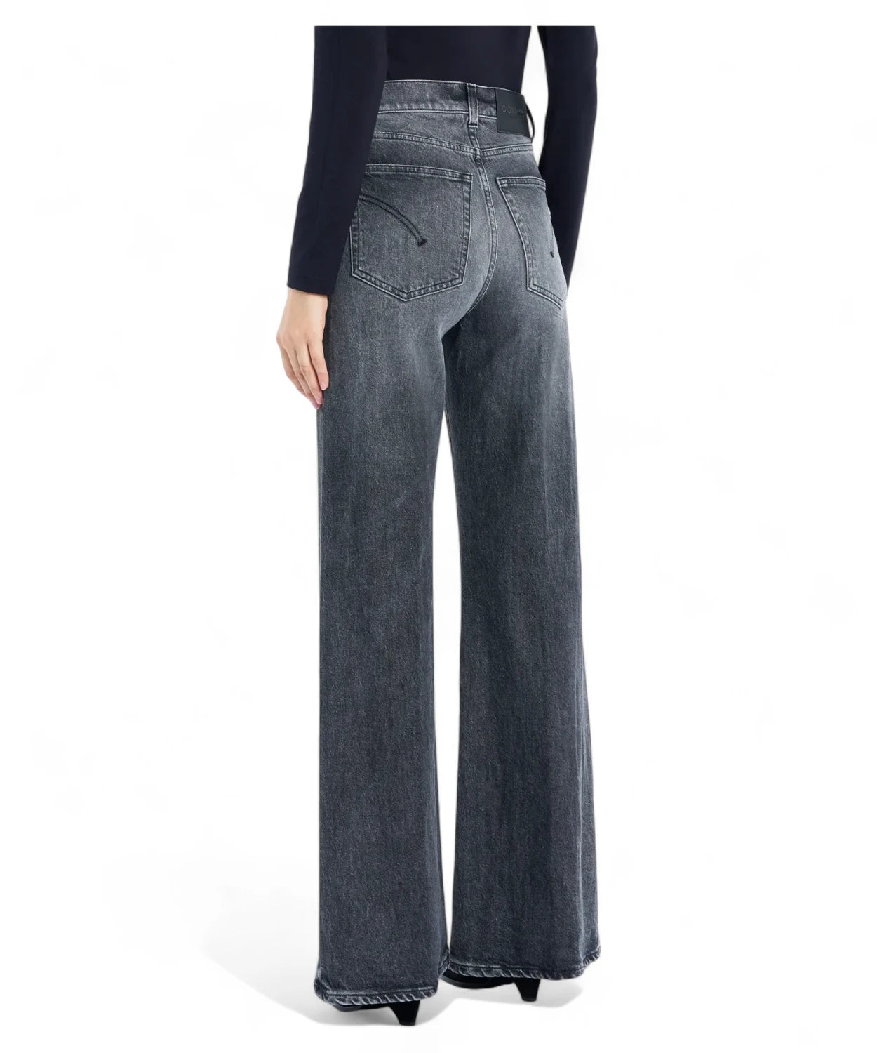 Jeans Amber wide leg in denim stretch nero vintage Dondup-Dondup-Jeans-Vittorio Citro Boutique
