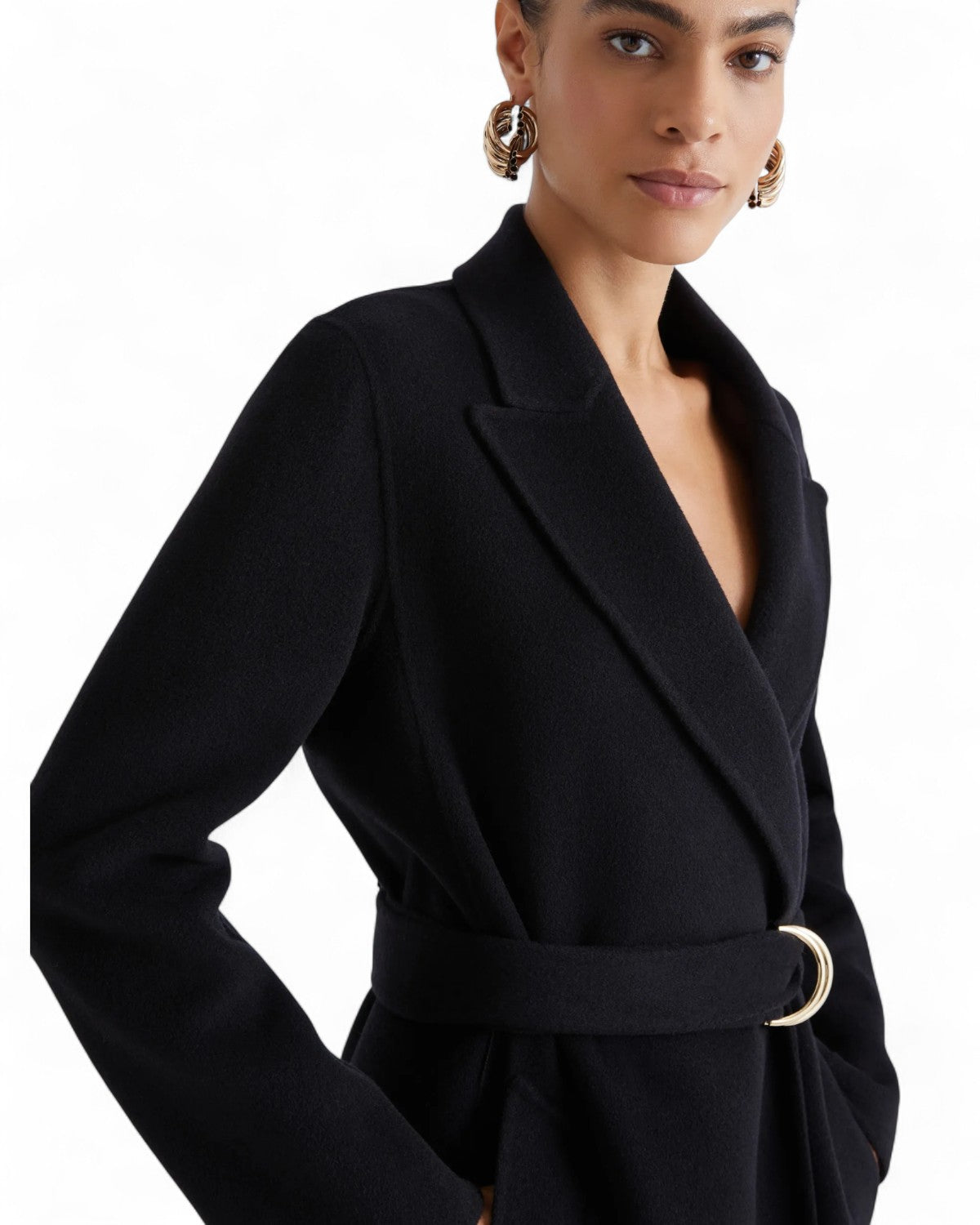 Cappotto dritto in misto lana con cintura-Vittoriocitro-Vittorio Citro Boutique