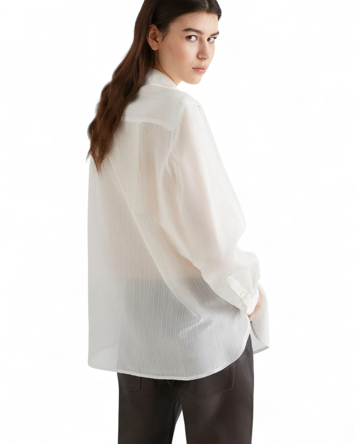 Camicia in cotone e seta con intarsi in pizzo sulle maniche-Marella-Camicie-Vittorio Citro Boutique