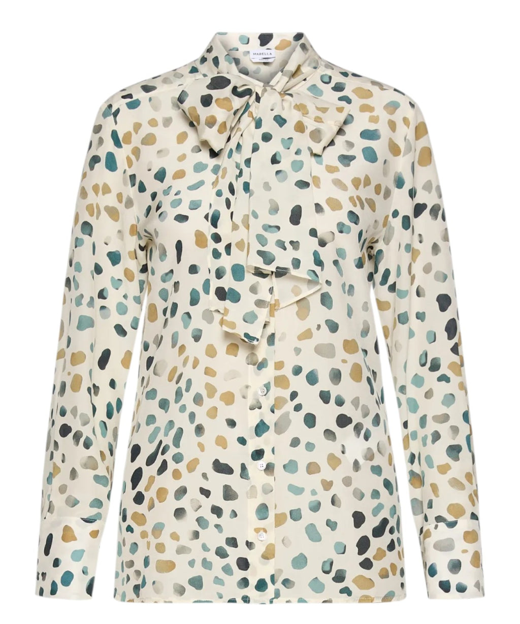 Camicia in Pura Seta Animalier con Sciarpina Rimovibile