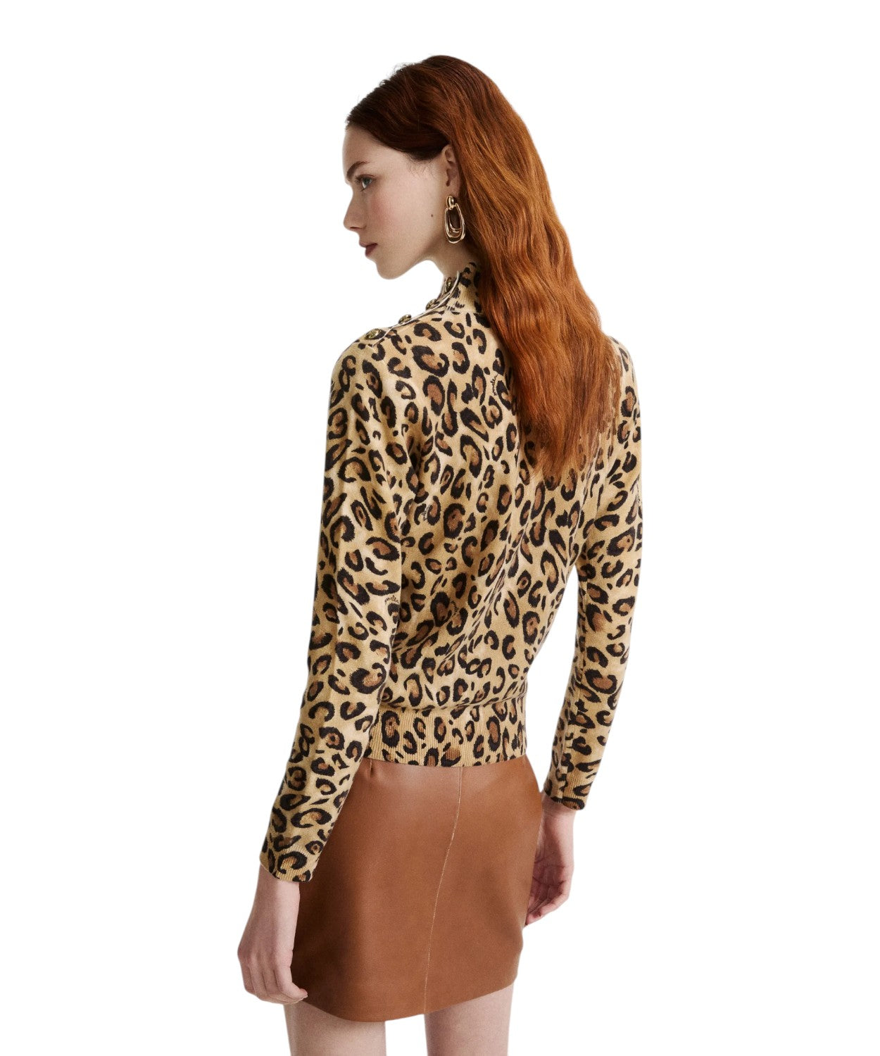 Maglia Donna a Lupetto in Pura Lana Animalier