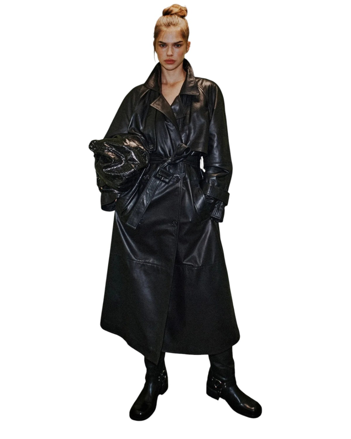 Trench oversize in pelle imbottita con cintura-Marella-Cappotti-Vittorio Citro Boutique