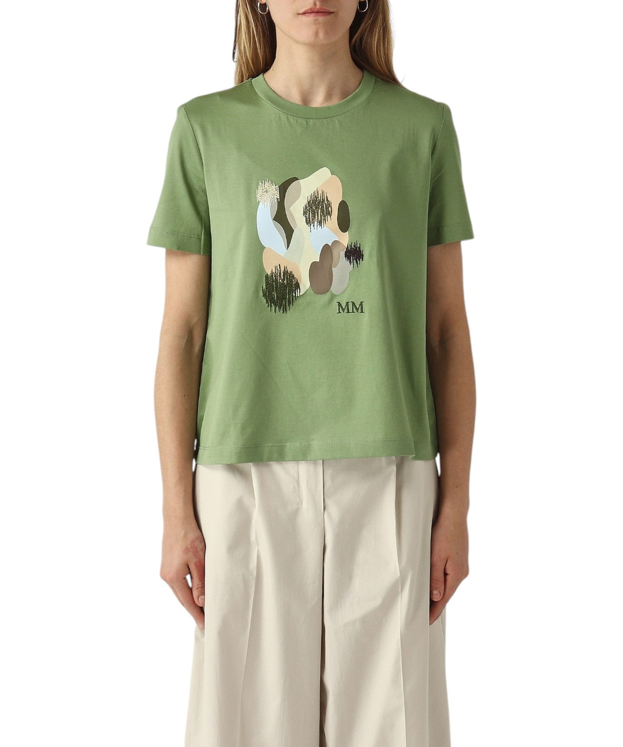 T-shirt damski z bawełny z nadrukiem i logo Licenza