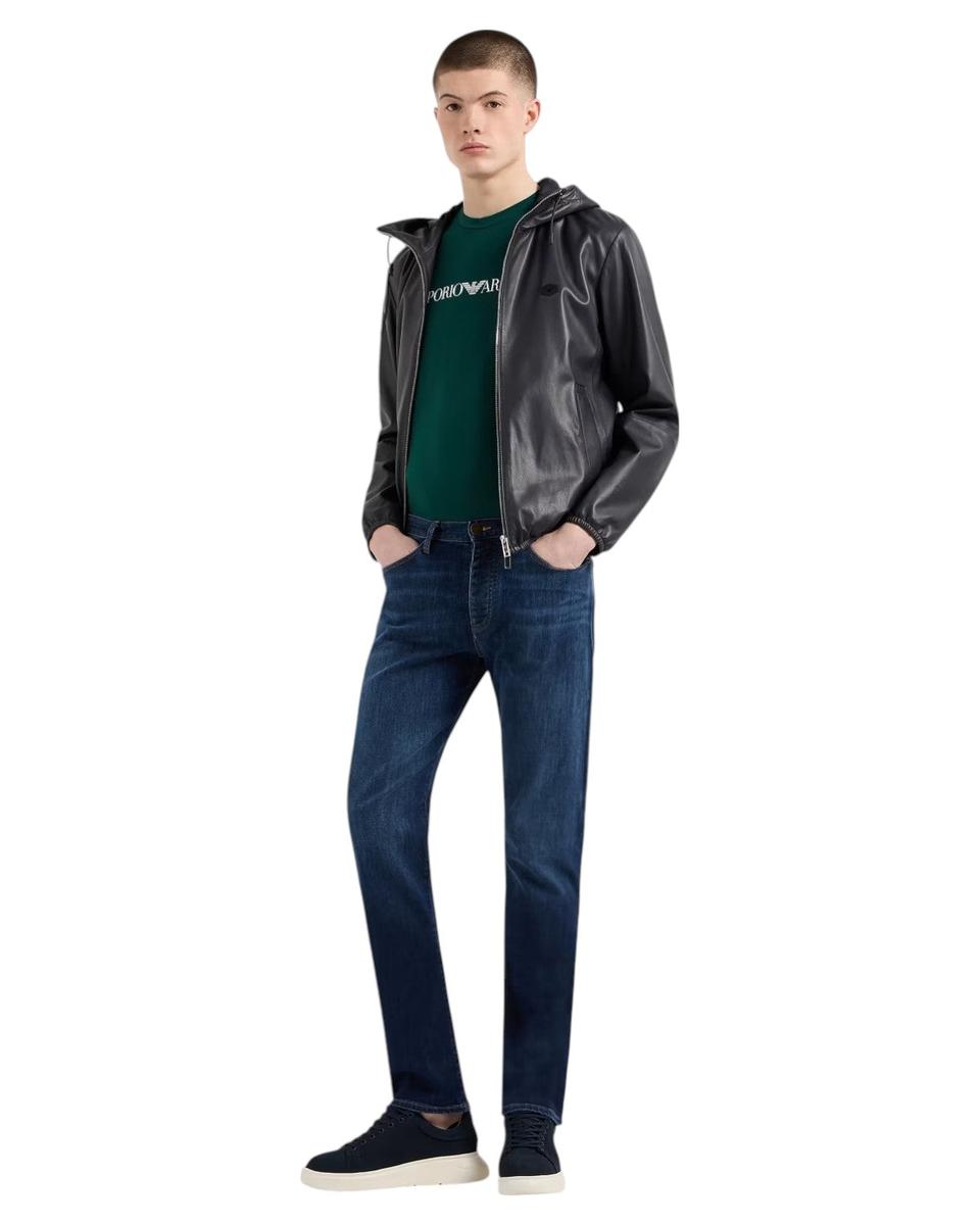 Blouson full zip con cappuccio in nappa di agnello semianilina-Giacche-Emporio Armani-Vittorio Citro Boutique