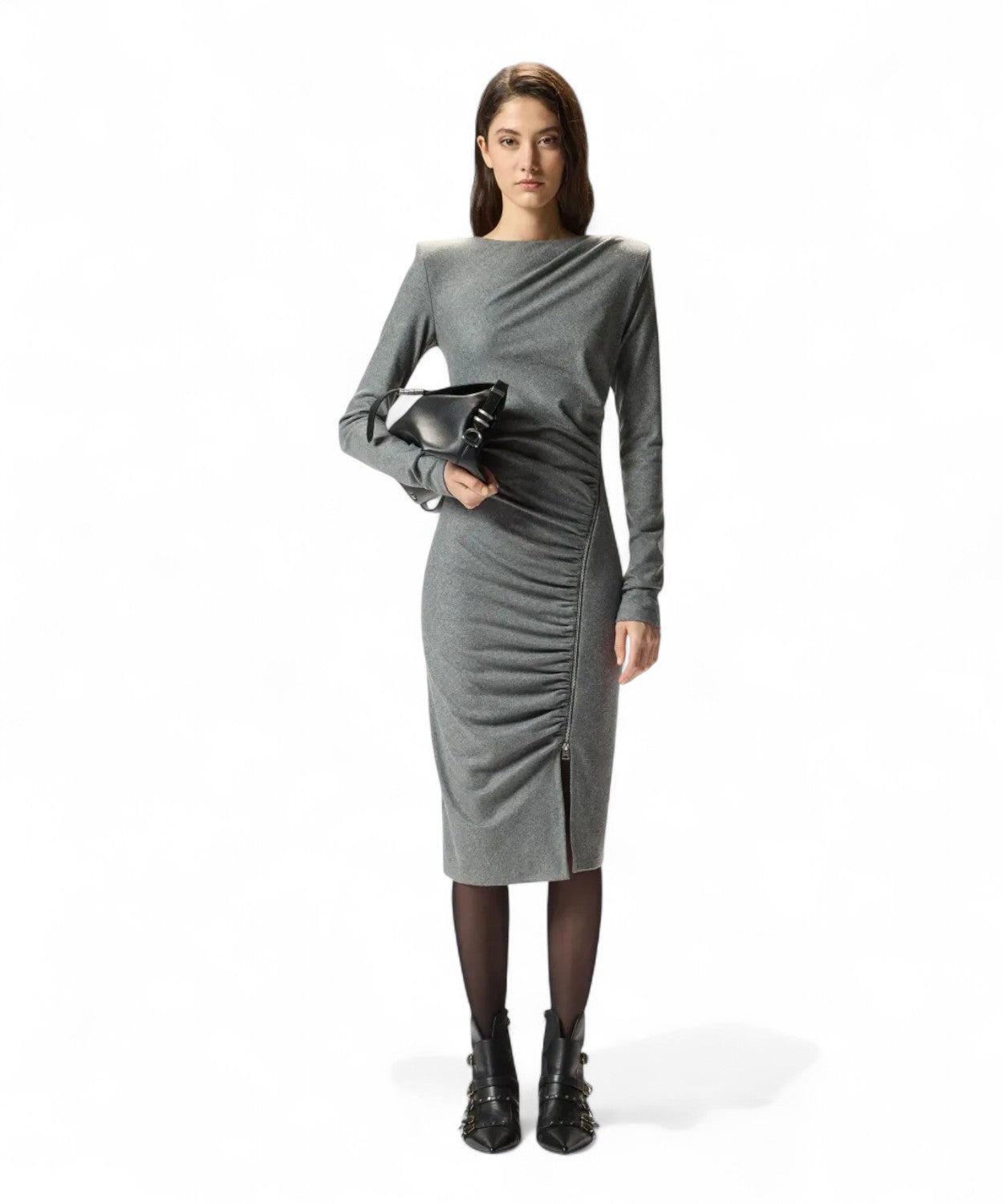 Vestito midi aderente in flanella con drappeggio-Pinko-Abiti-Vittorio Citro Boutique