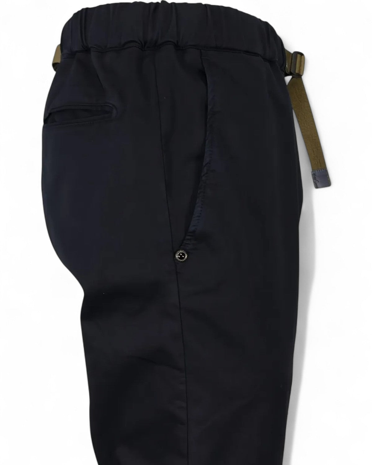 Pantaloni con vita elasticizzata e chiusura con fibbia-WHITE SAND-Pantaloni-Vittorio Citro Boutique