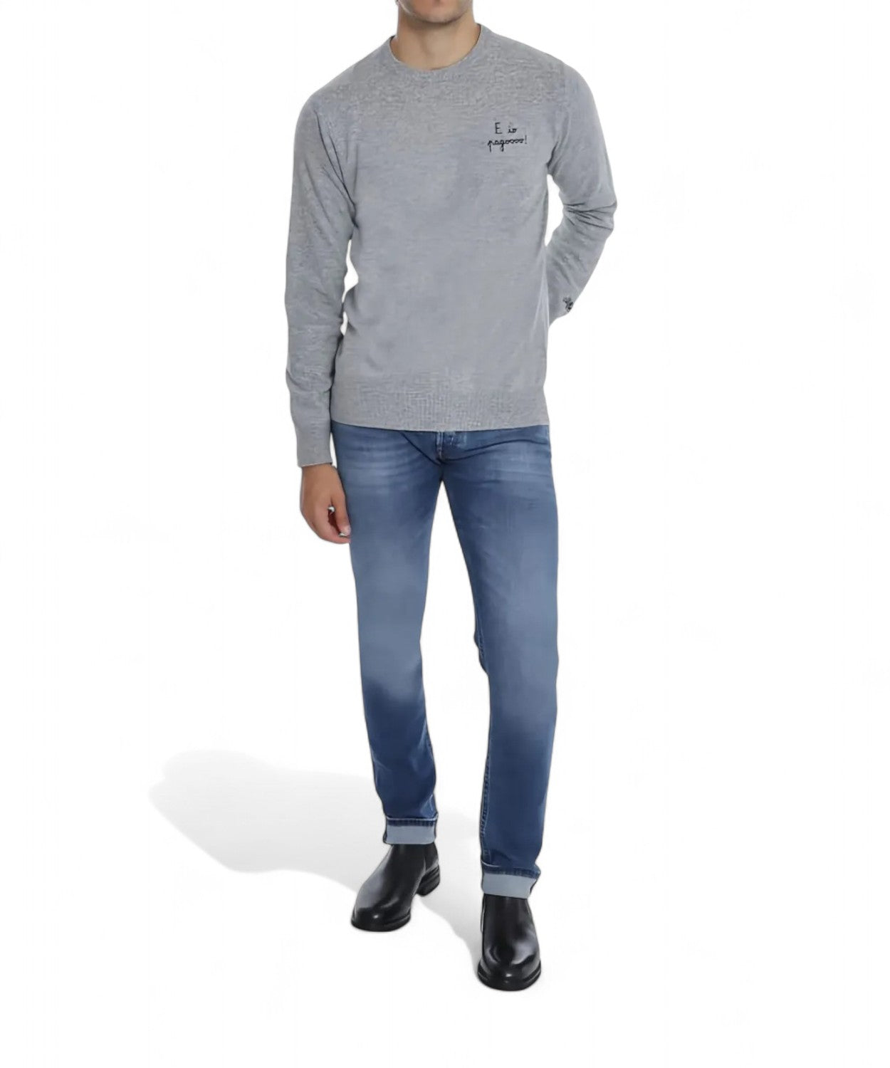 Maglione Heron Light con ricamo "E io pagoo..."-Mc2 Saint Barth-Maglieria-Vittorio Citro Boutique
